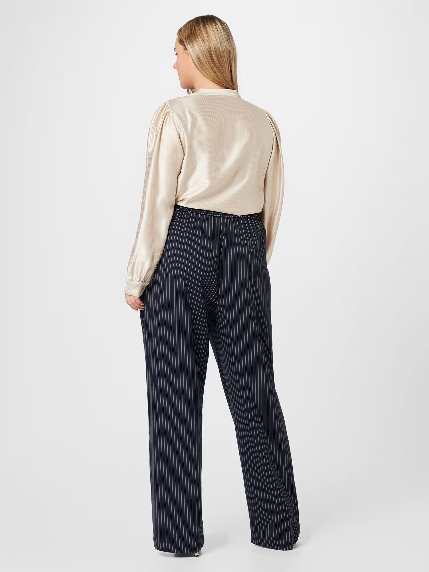 River Island Plus Pantaloni cutați bleumarin / alb - Pled.ro