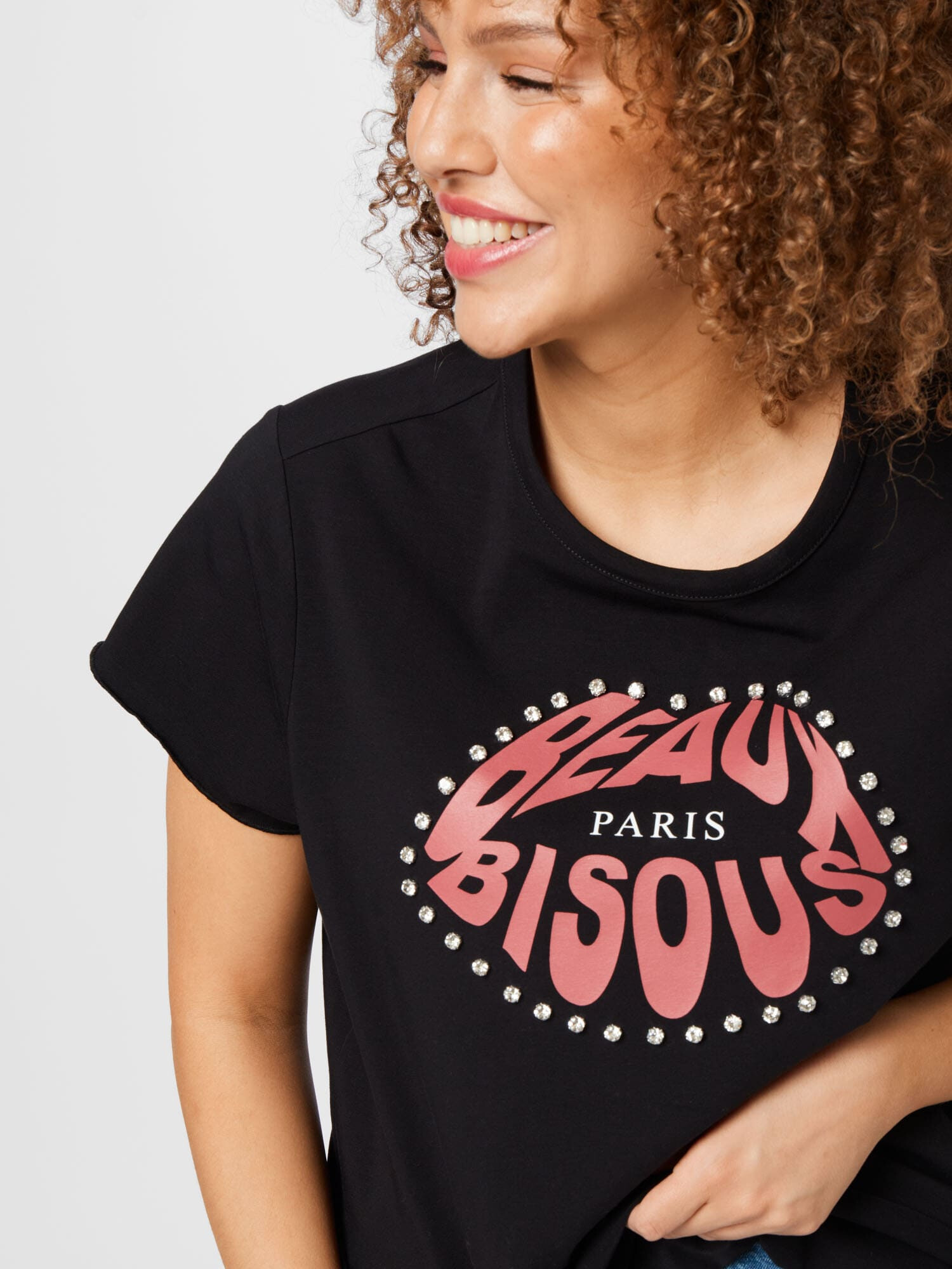 River Island Plus Tricou 'BEAUX BISOUS' roșu / negru - Pled.ro