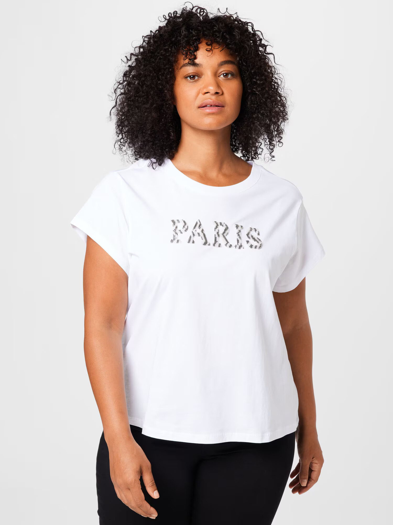 River Island Plus Tricou gri / alb - Pled.ro