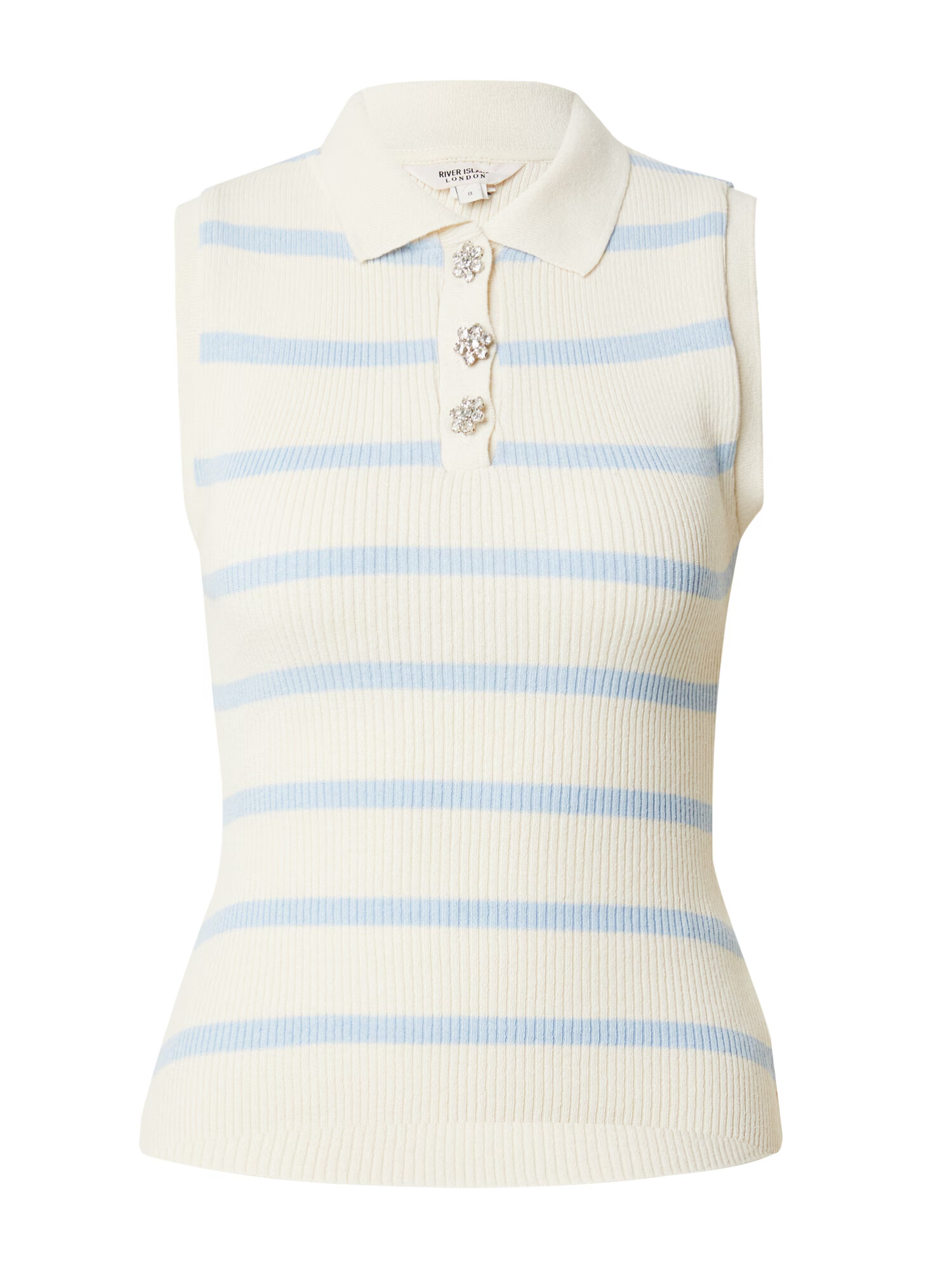 River Island Top brodat crem / albastru deschis - Pled.ro