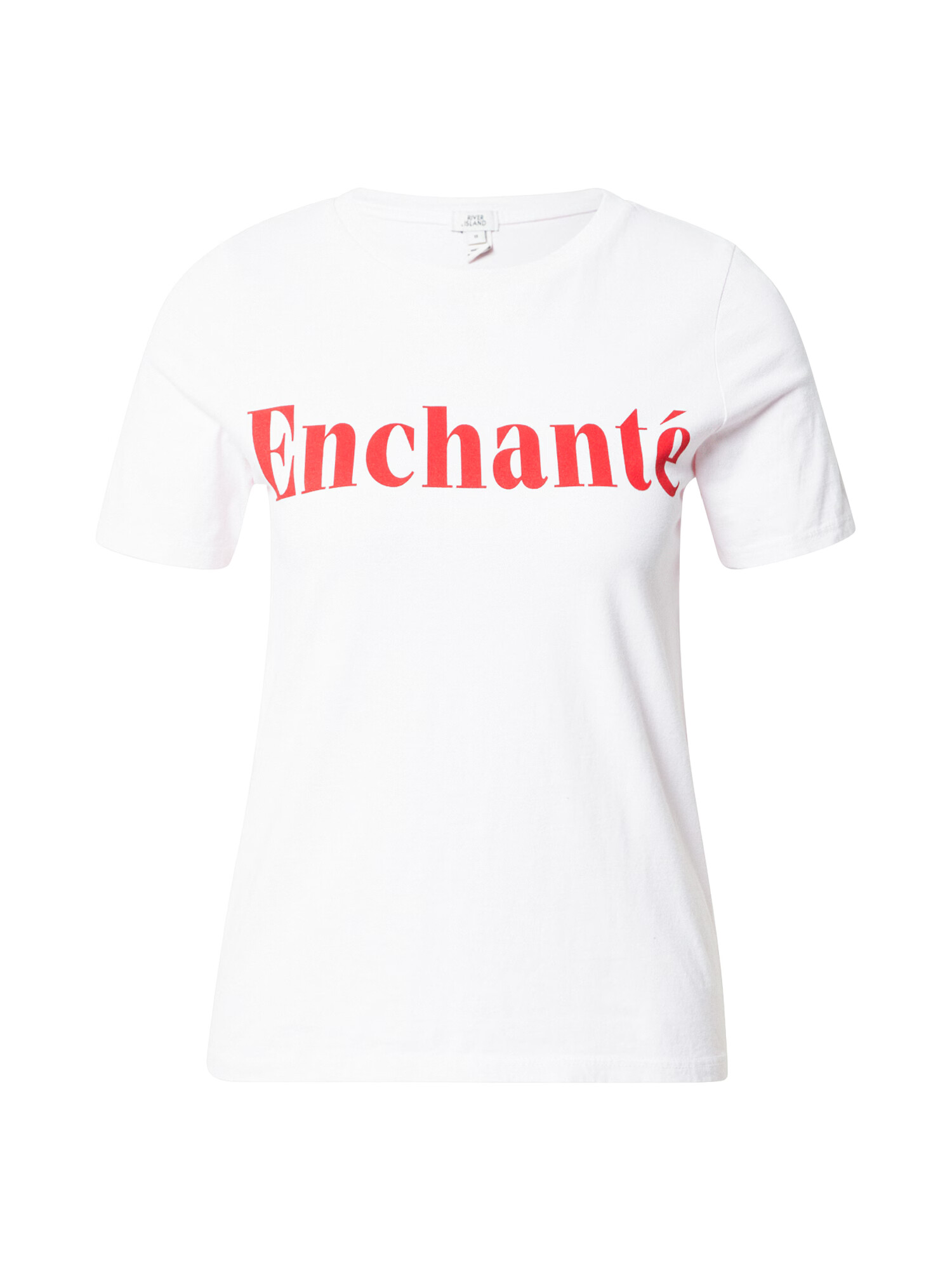 River Island Tricou 'ENCHANTE' roz pitaya / alb - Pled.ro