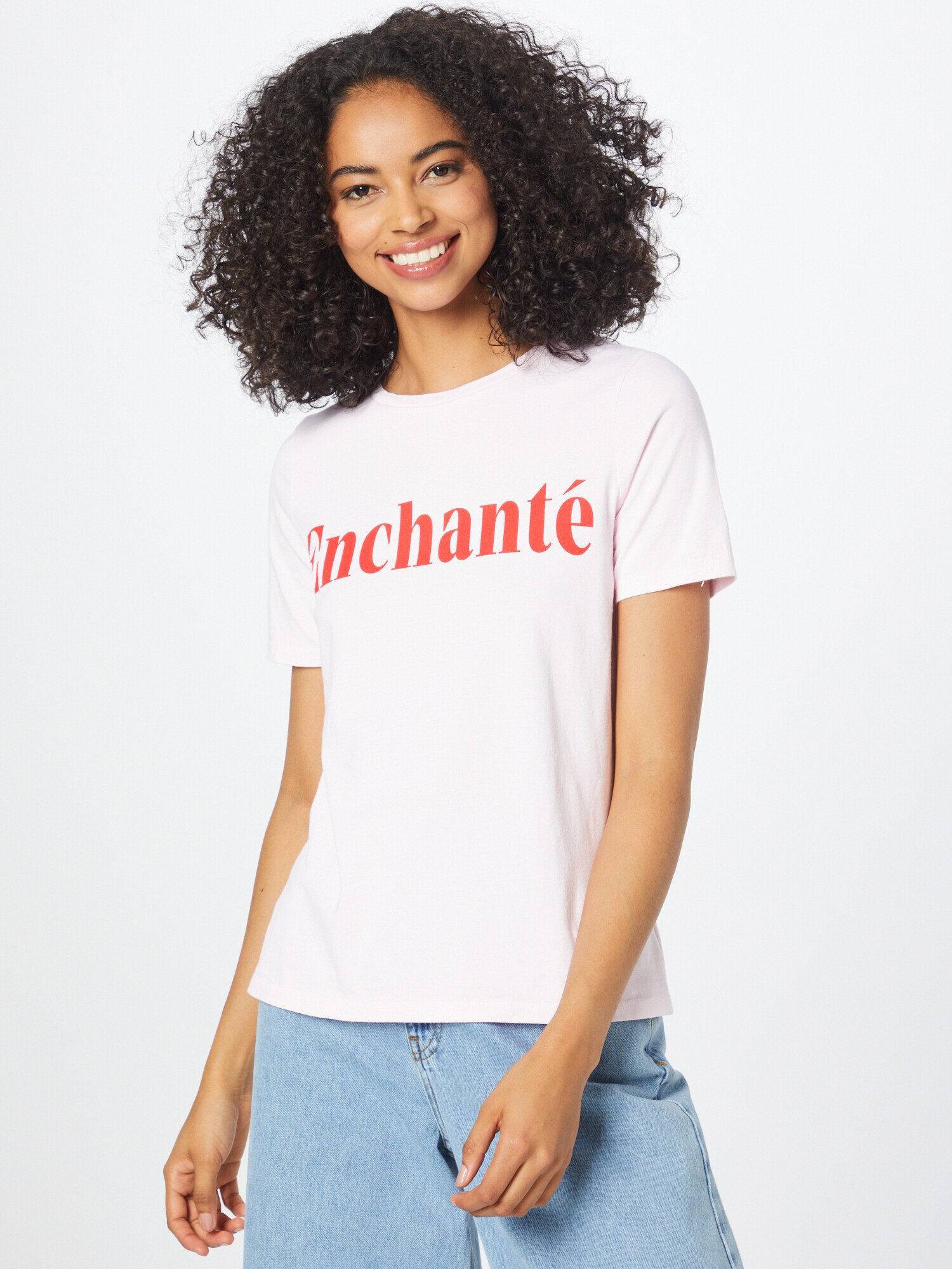 River Island Tricou 'ENCHANTE' roz pitaya / alb - Pled.ro