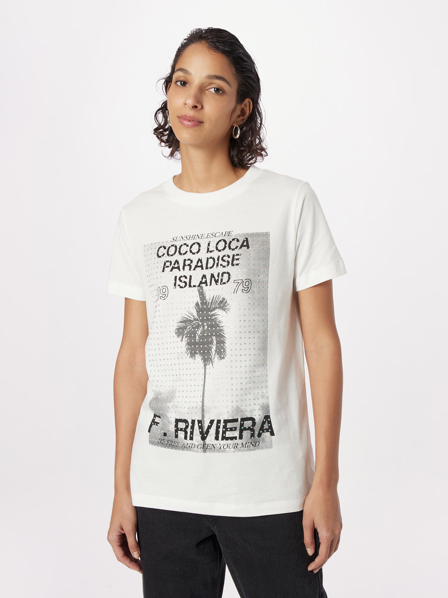 River Island Tricou gri / negru / alb - Pled.ro