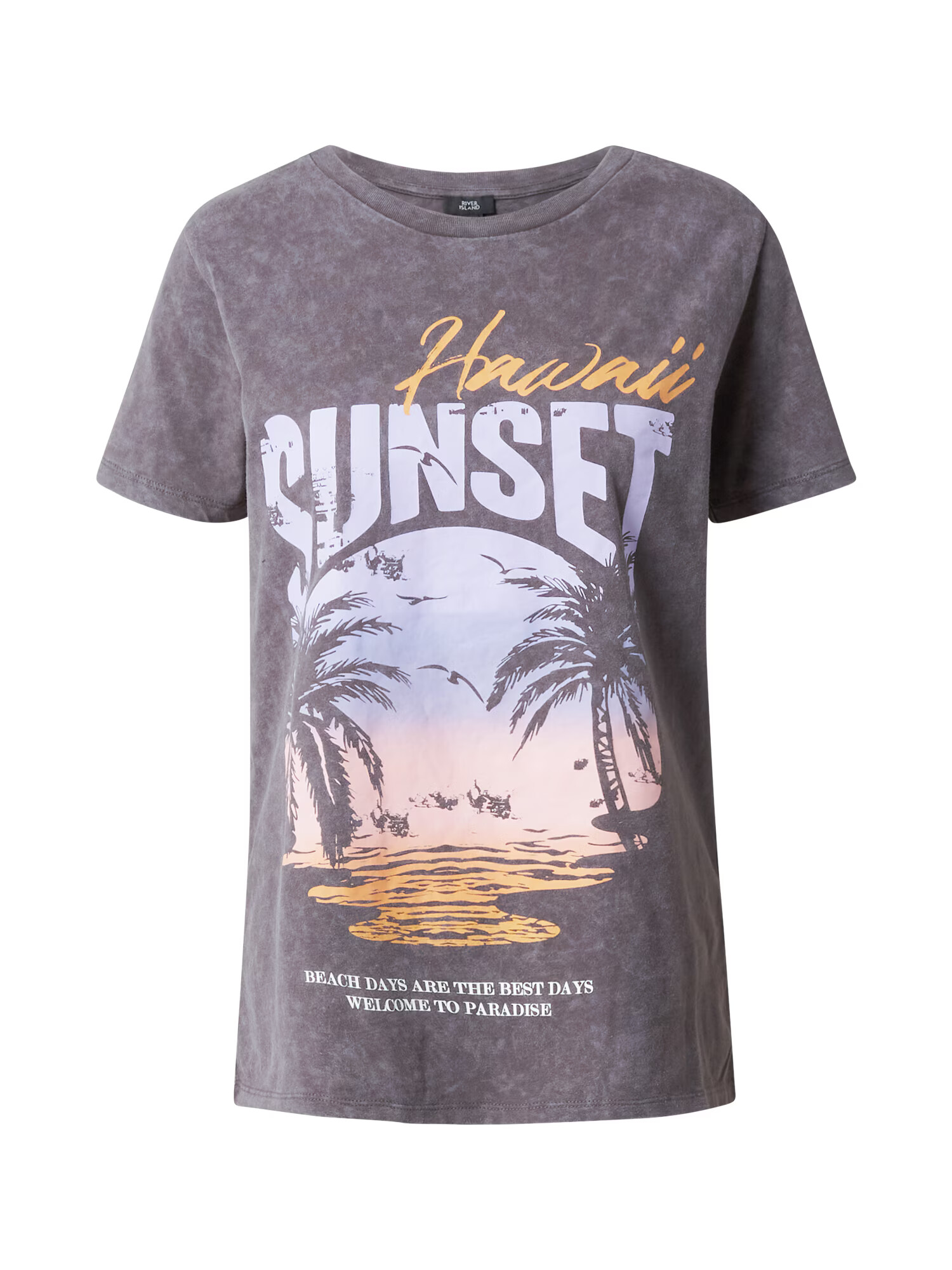 River Island Tricou 'HAWAII SUNSET' gri închis / mai multe culori - Pled.ro