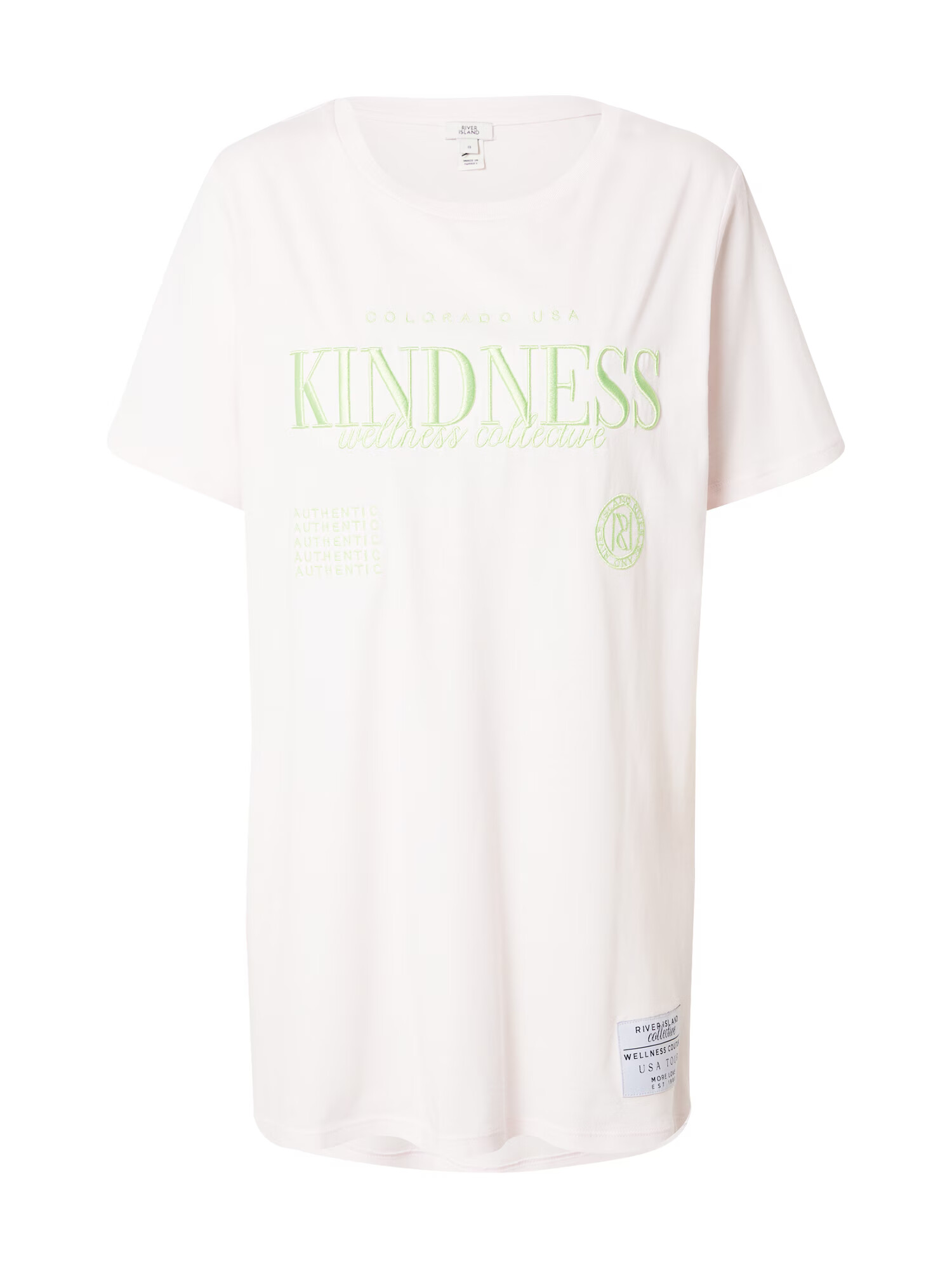 River Island Tricou 'KINDNESS' verde deschis / roz pastel - Pled.ro