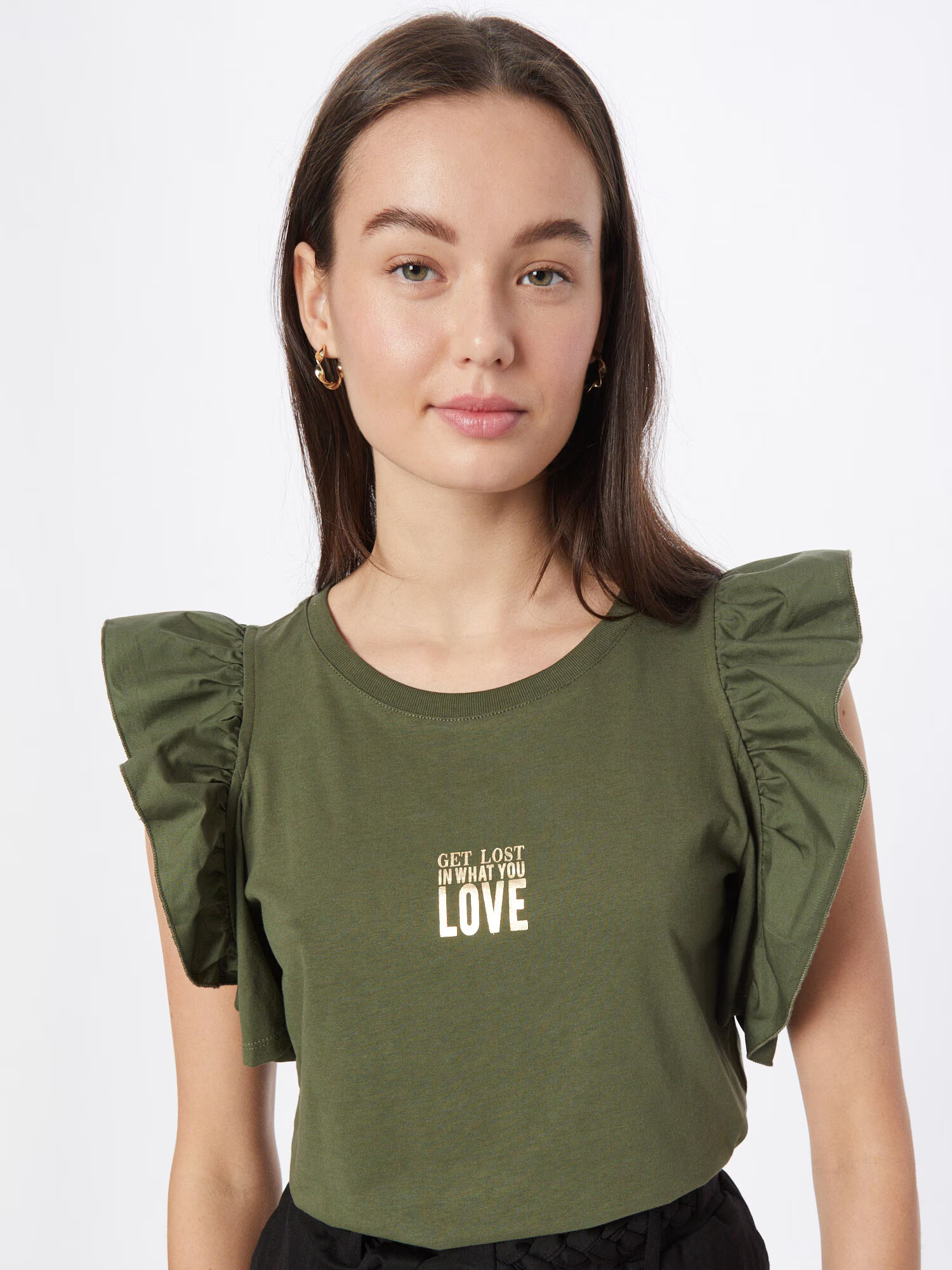 River Island Tricou 'LOVE' auriu / kaki - Pled.ro