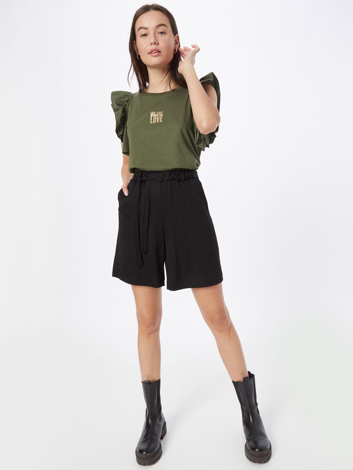 River Island Tricou 'LOVE' auriu / kaki - Pled.ro