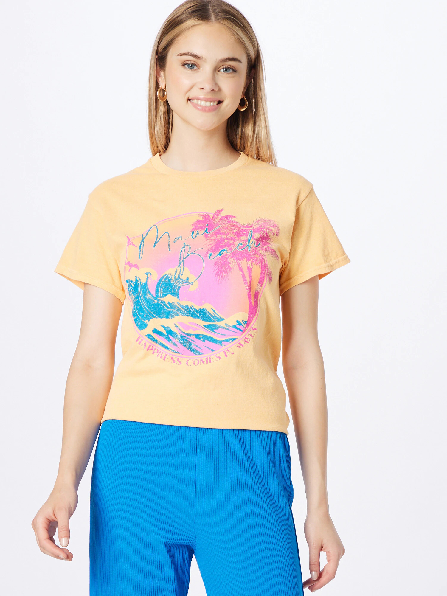 River Island Tricou 'MAUI BEACH' cyan / galben / roz - Pled.ro