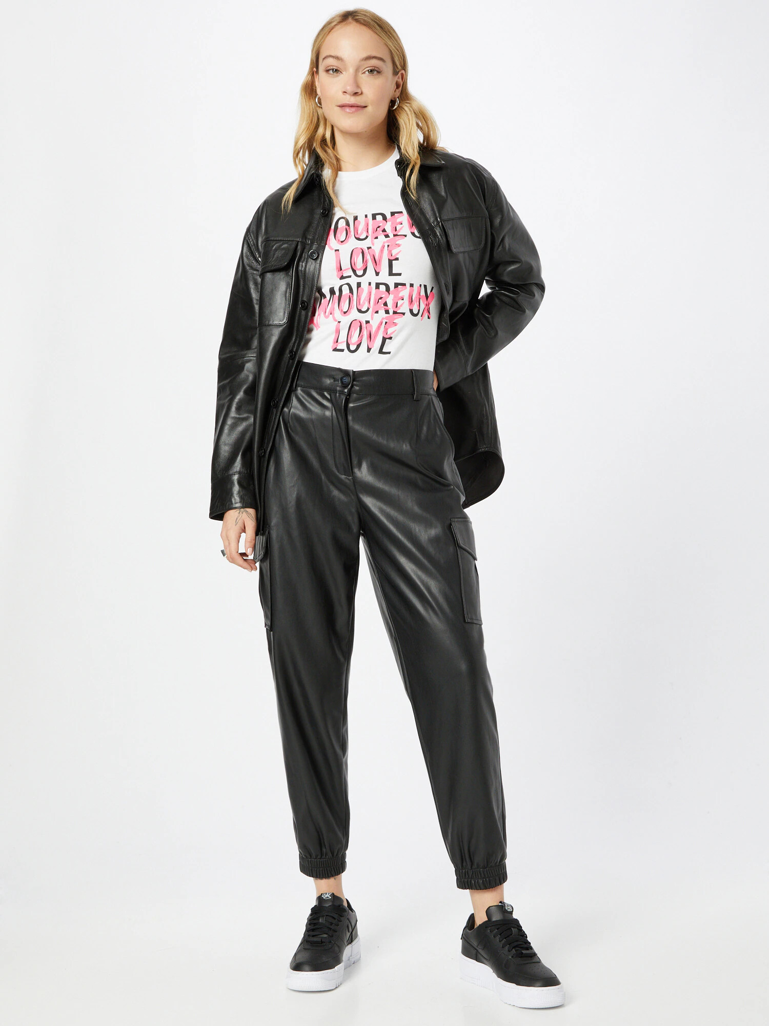 River Island Tricou roz deschis / negru / alb - Pled.ro