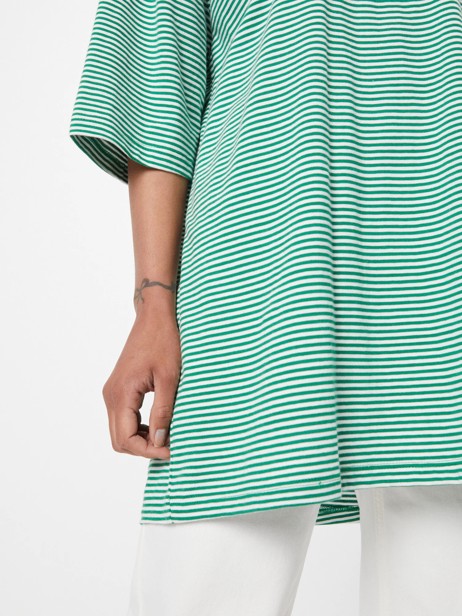 River Island Tricou supradimensional verde / alb - Pled.ro