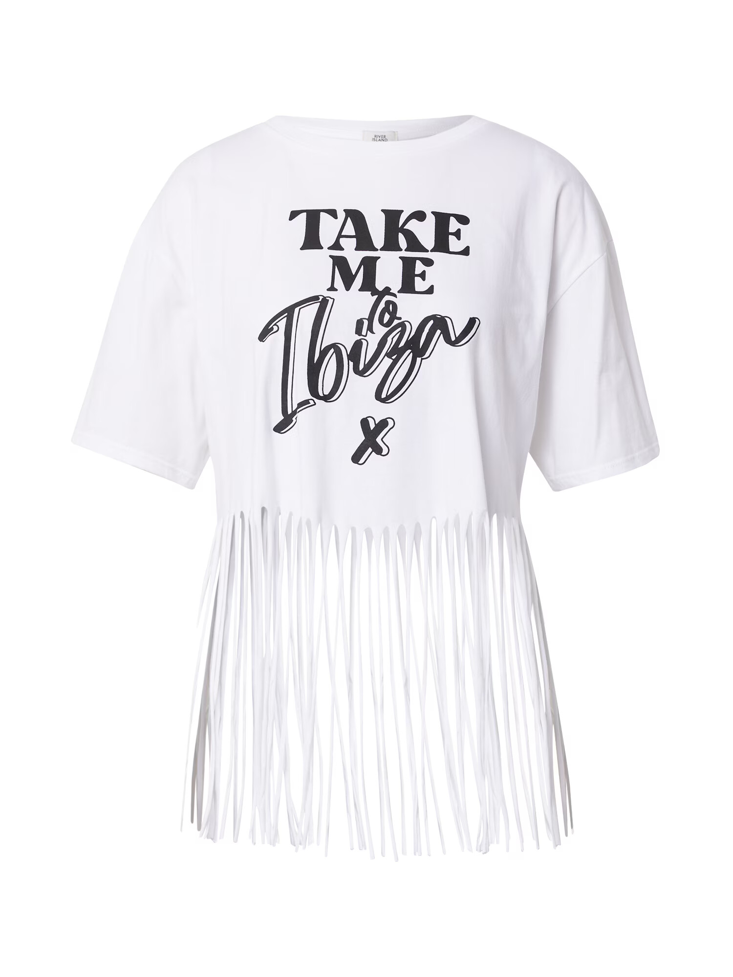 River Island Tricou 'TAKE ME TO IBIZA' negru / alb - Pled.ro