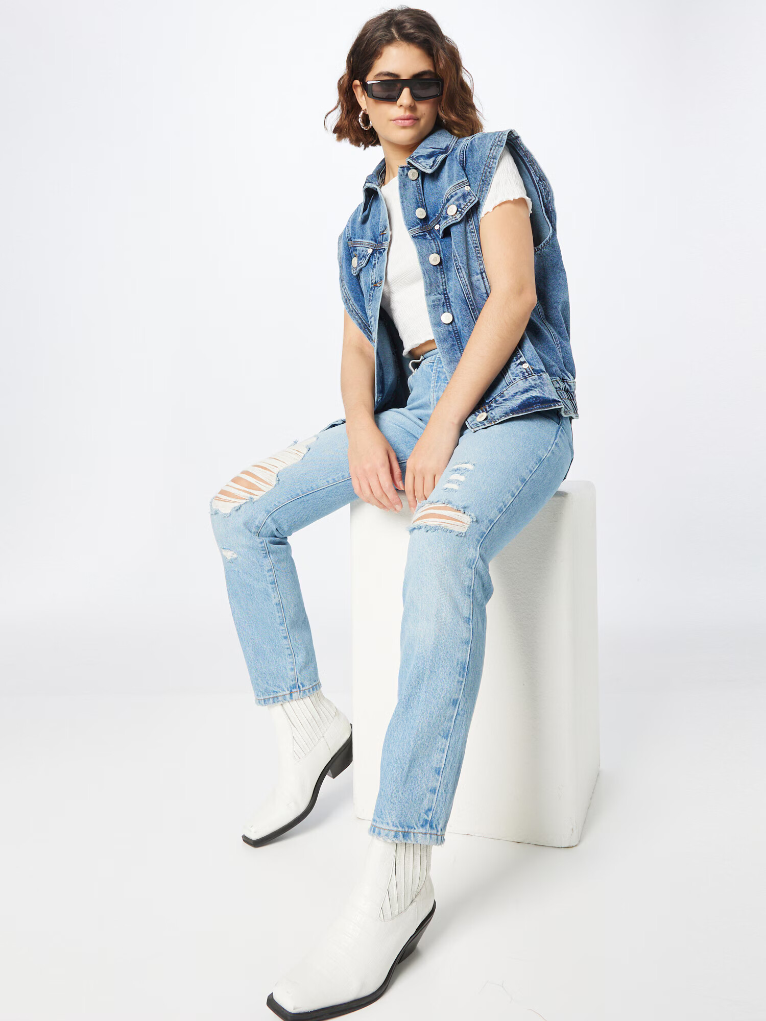 River Island Vestă albastru denim - Pled.ro