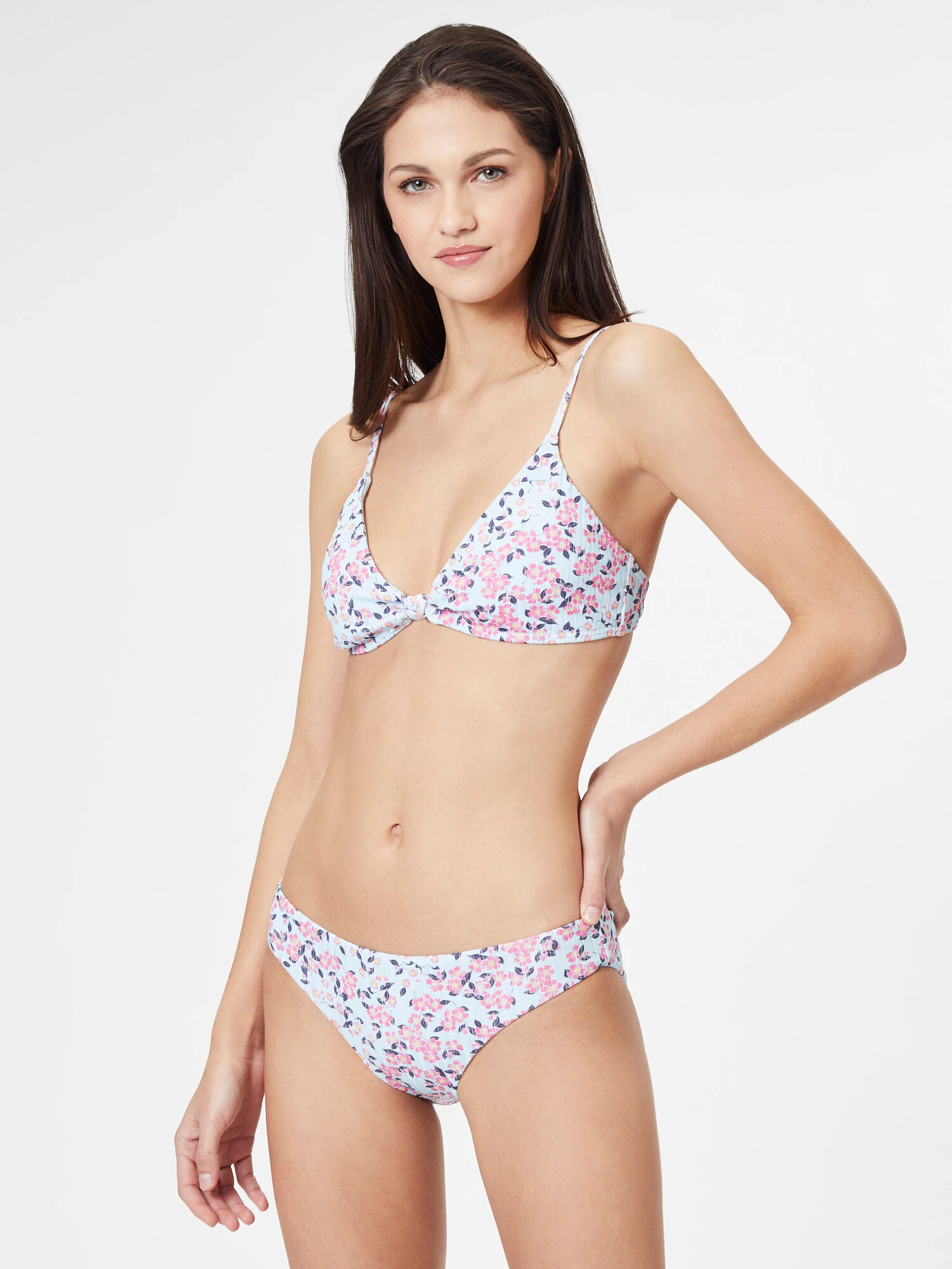 ROXY Sutien costum de baie 'LOVE' albastru deschis / galben pastel / gri bazalt / roz - Pled.ro