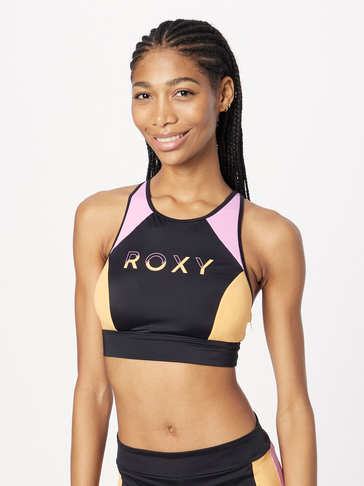 ROXY Sutien sport gri metalic / mov orhidee / portocaliu caisă - Pled.ro