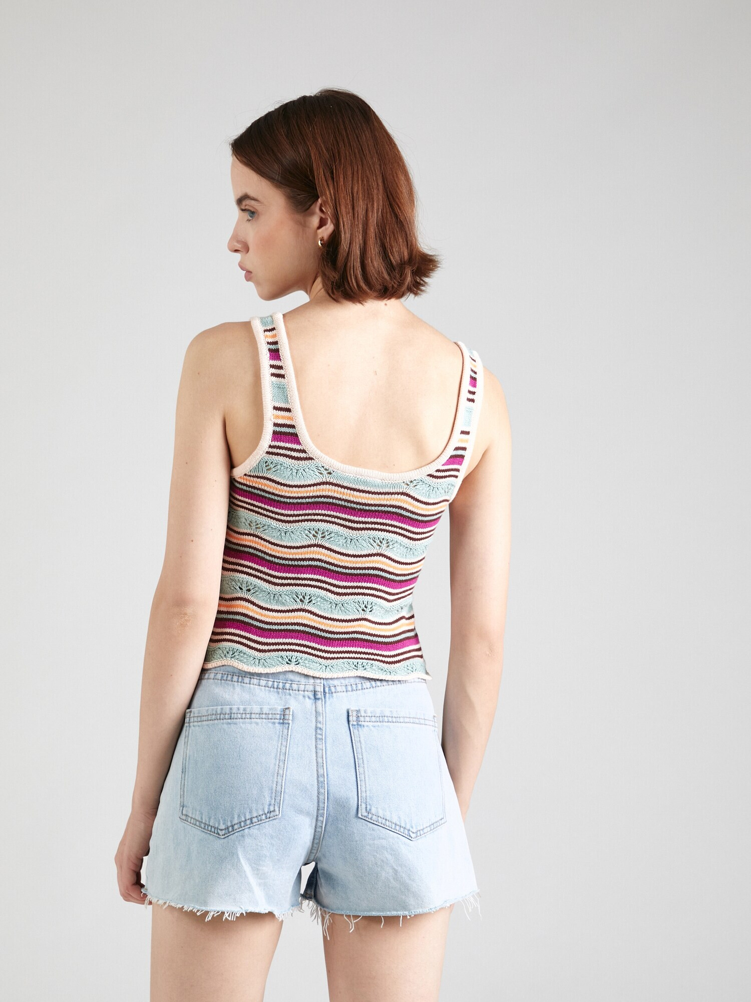 ROXY Top brodat 'SAILING FLOW' bej / albastru deschis / portocaliu pastel / fucsia - Pled.ro