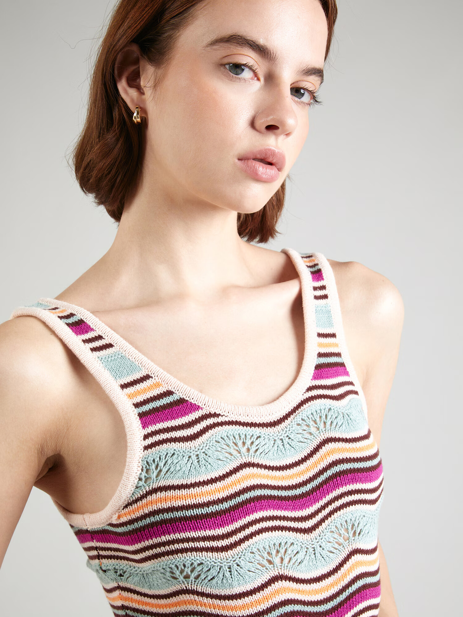 ROXY Top brodat 'SAILING FLOW' bej / albastru deschis / portocaliu pastel / fucsia - Pled.ro