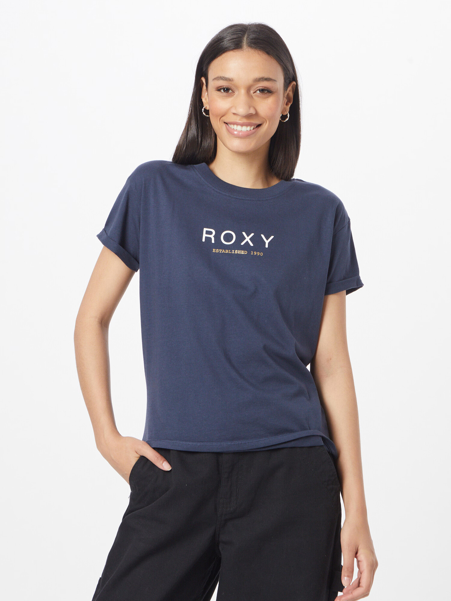 ROXY Tricou indigo / galben auriu / alb - Pled.ro