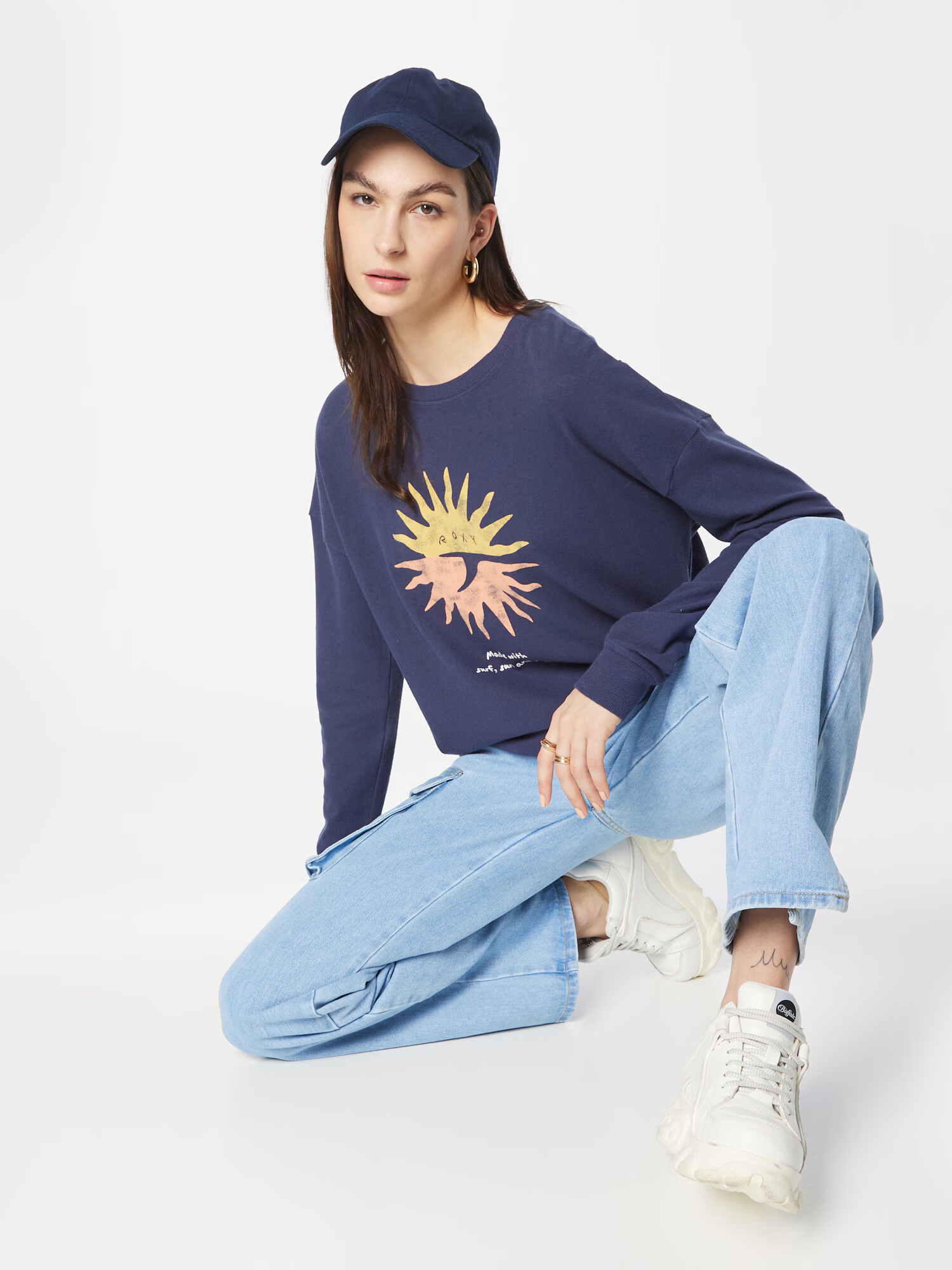 ROXY Tricou 'LOVE SUNSET' bleumarin / galben / portocaliu piersică / alb - Pled.ro