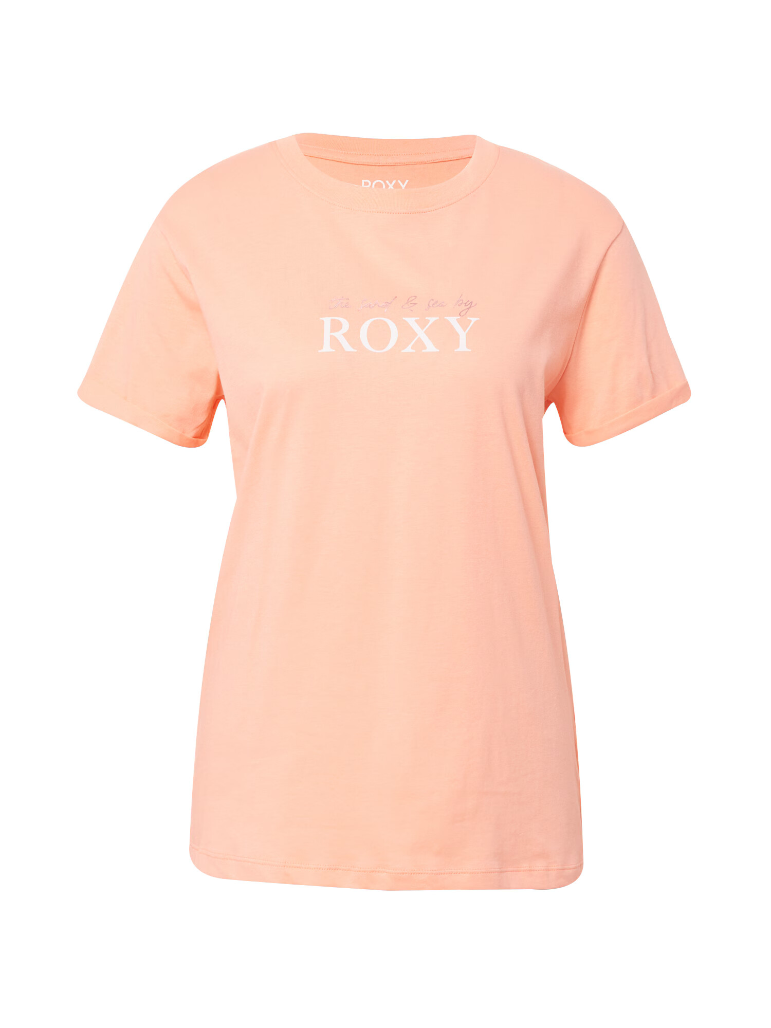 ROXY Tricou 'NOON OCEAN' bronz / portocaliu caisă / alb - Pled.ro