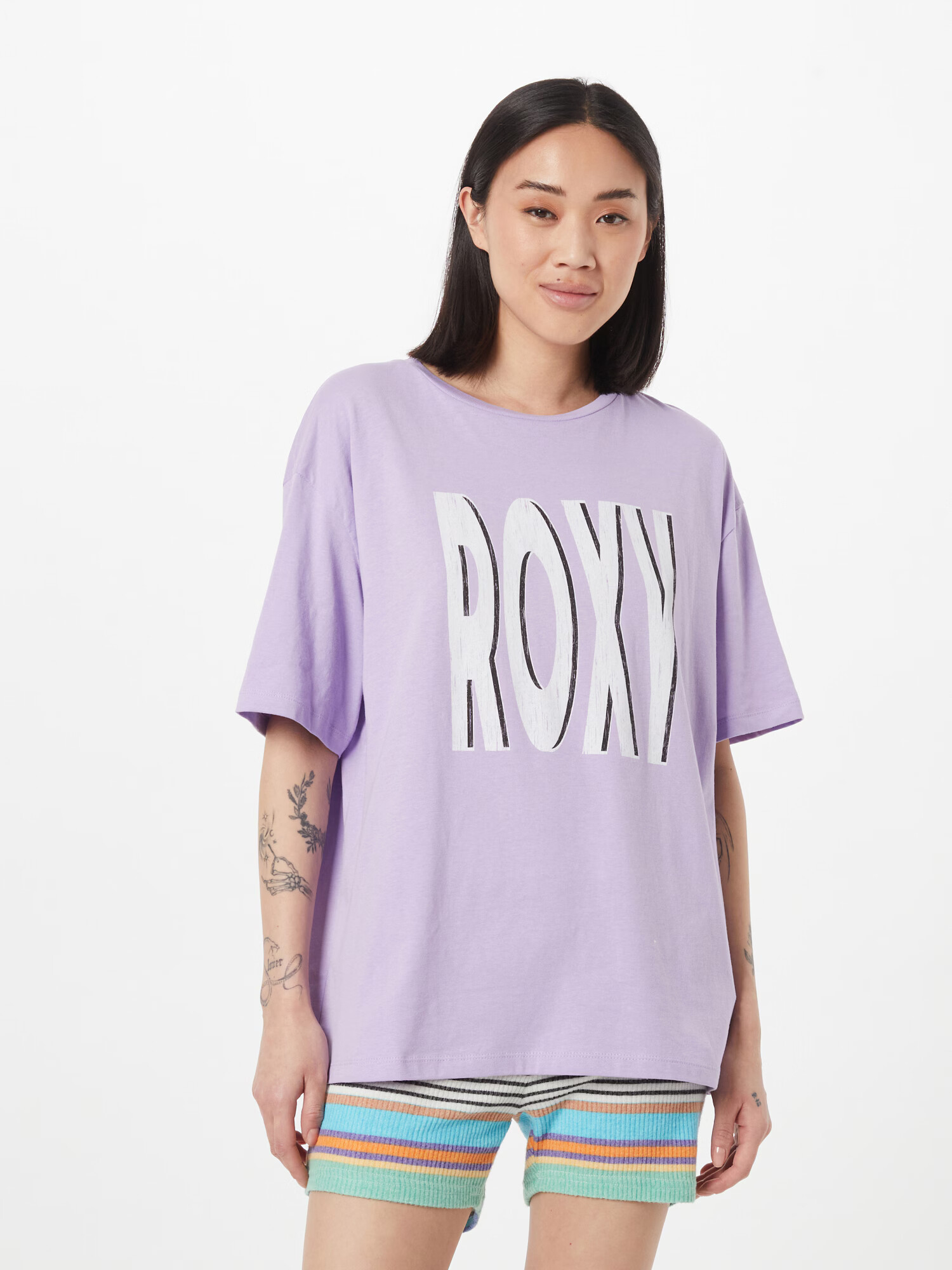 ROXY Tricou 'SAND UNDER THE SKY' bleumarin / mov deschis / alb - Pled.ro