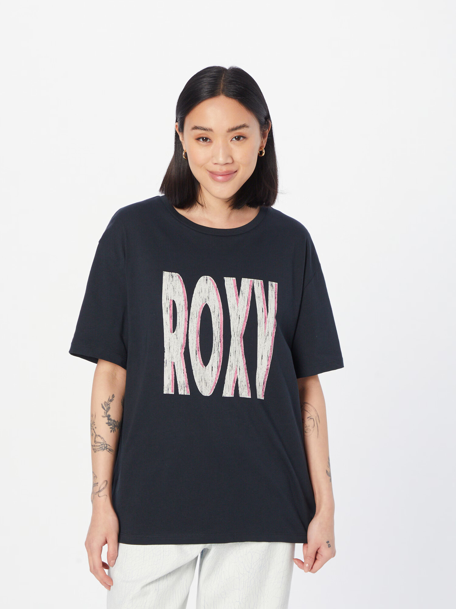 ROXY Tricou 'SAND UNDER THE SKY' gri metalic / roz / alb - Pled.ro