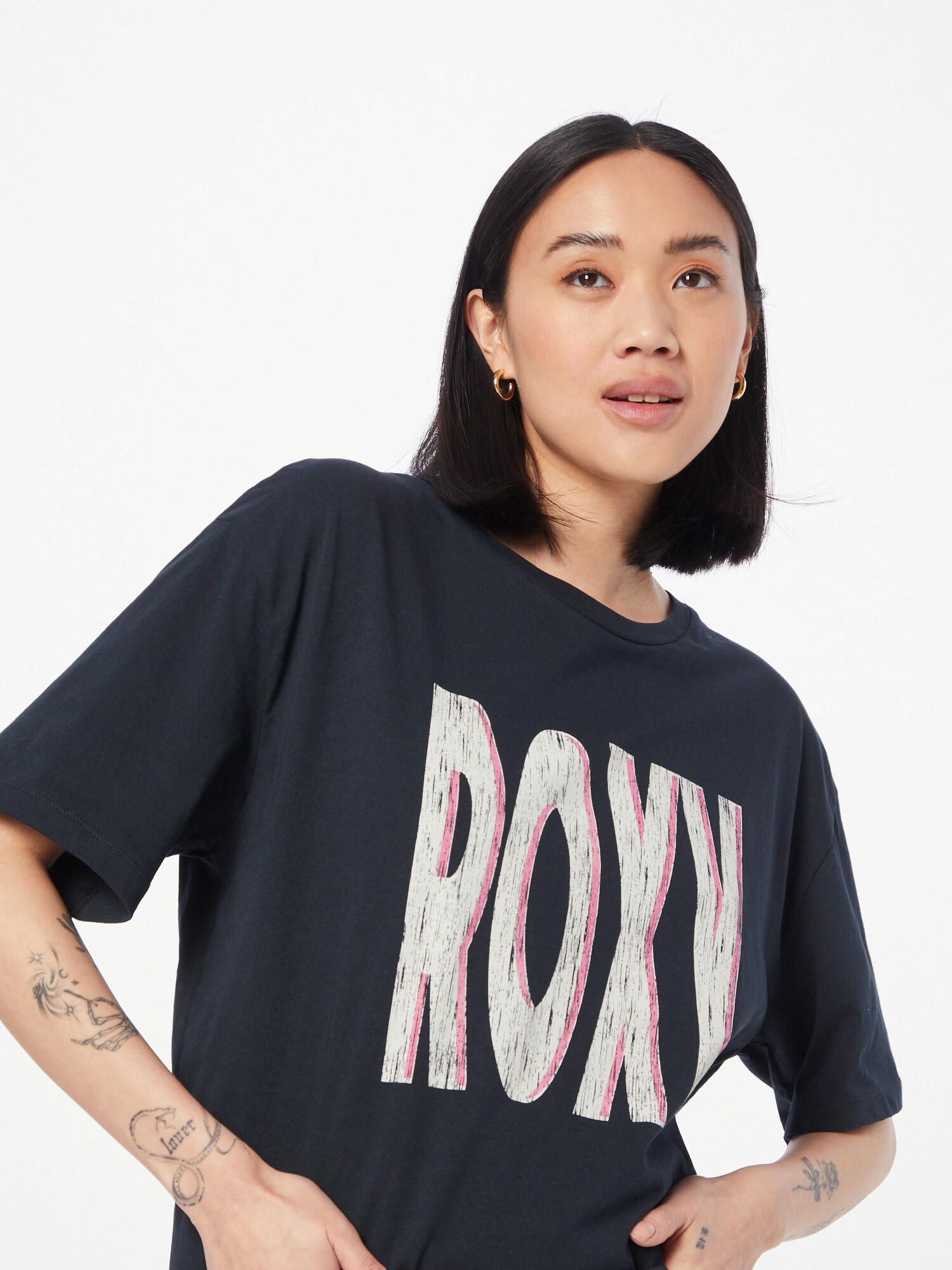 ROXY Tricou 'SAND UNDER THE SKY' gri metalic / roz / alb - Pled.ro