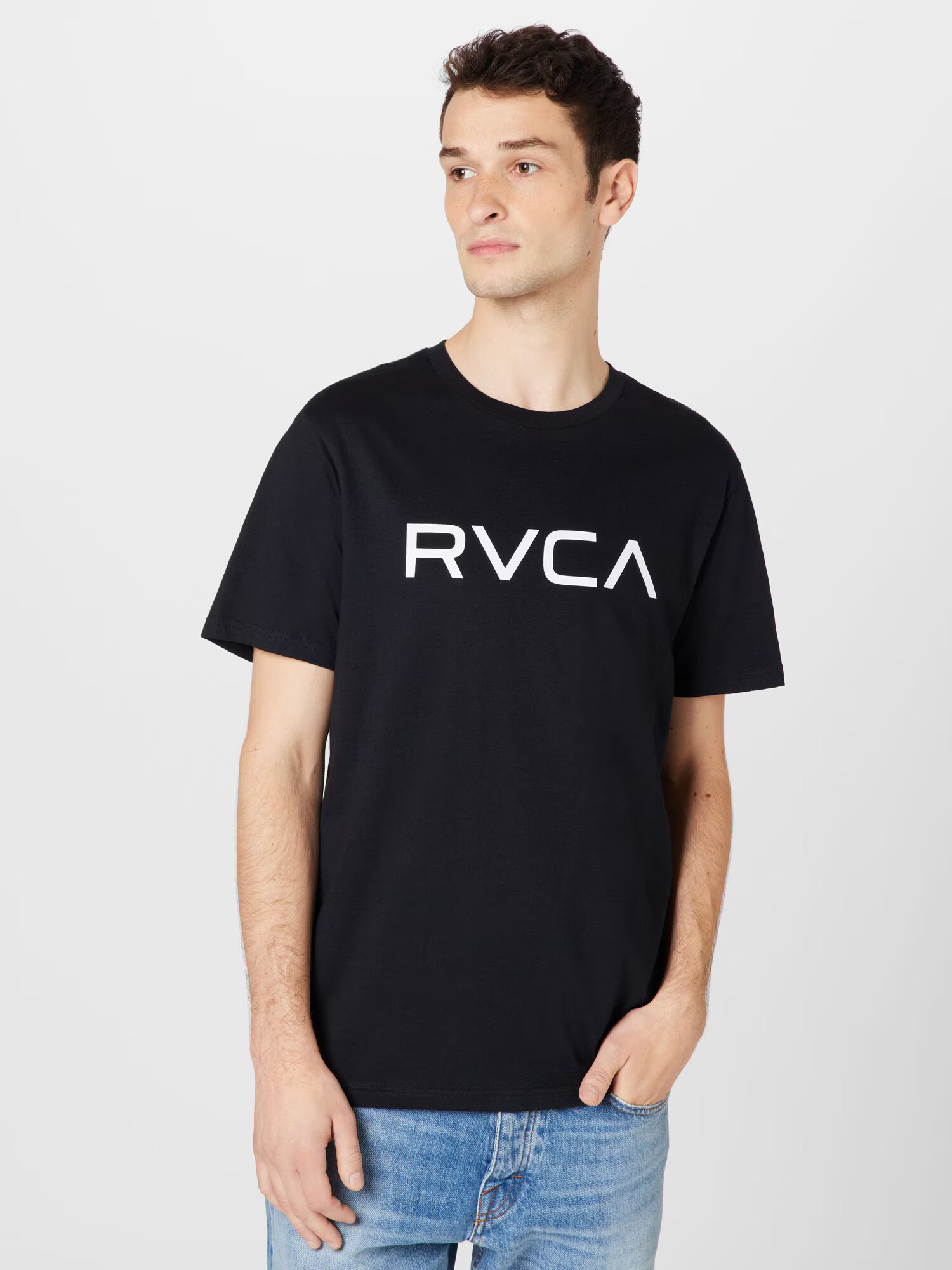 RVCA Tricou negru / alb - Pled.ro