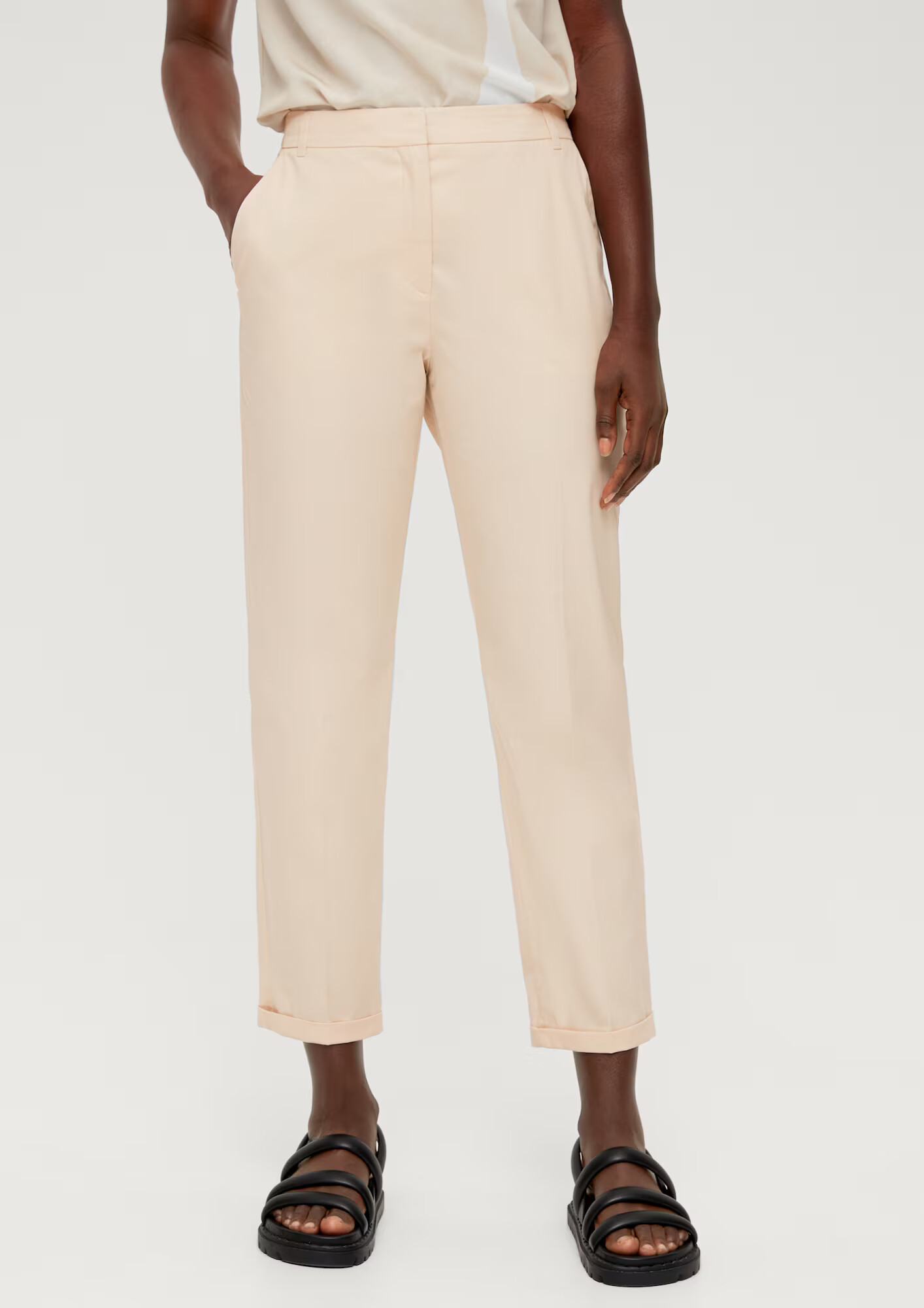 s.Oliver BLACK LABEL Pantaloni cu dungă galben pastel - Pled.ro