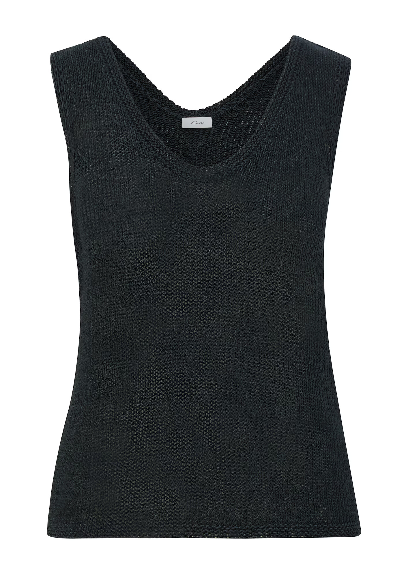 s.Oliver BLACK LABEL Top brodat negru - Pled.ro