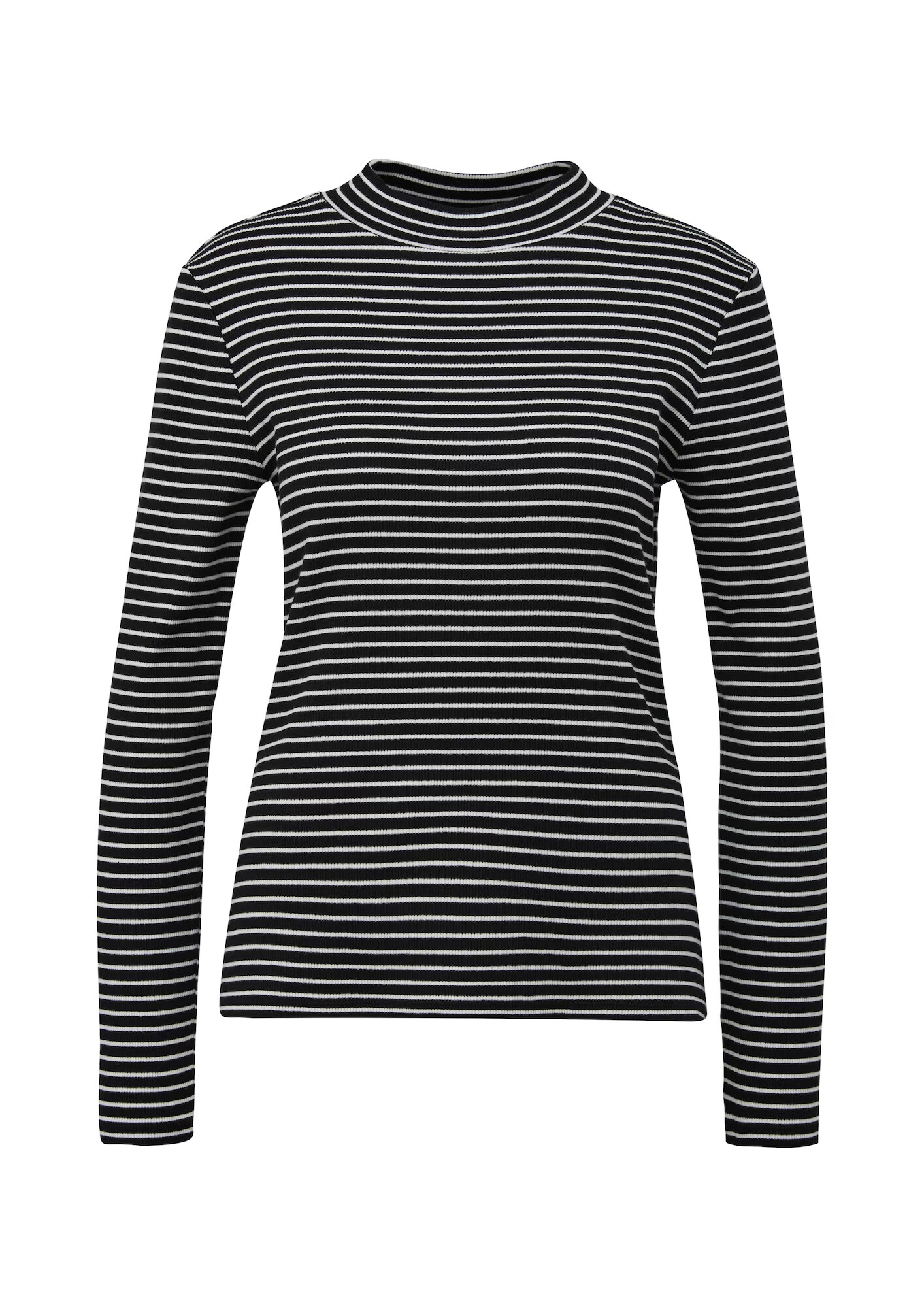 s.Oliver BLACK LABEL Tricou negru / alb - Pled.ro