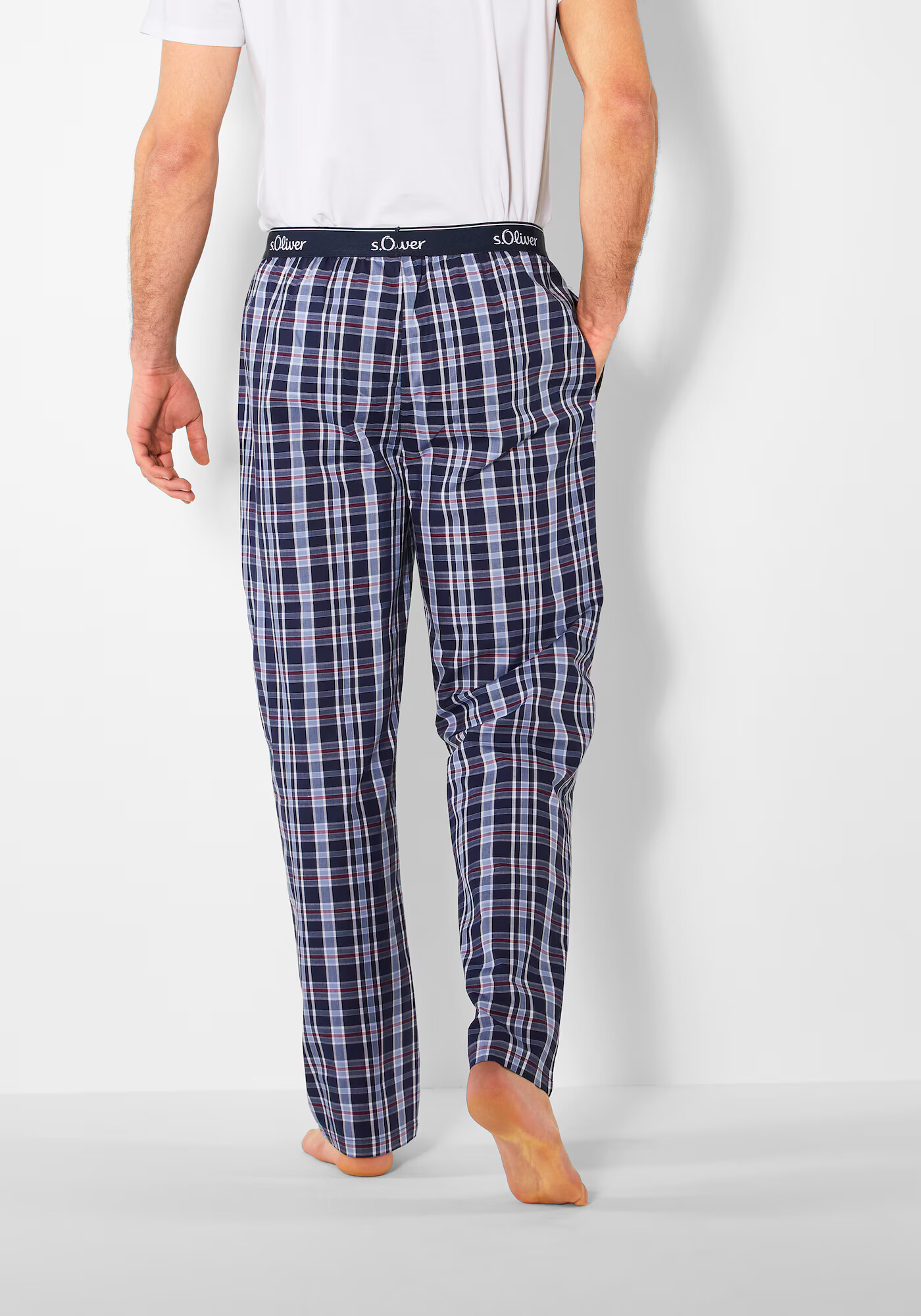 s.Oliver Pantaloni de pijama albastru / roșu / alb - Pled.ro