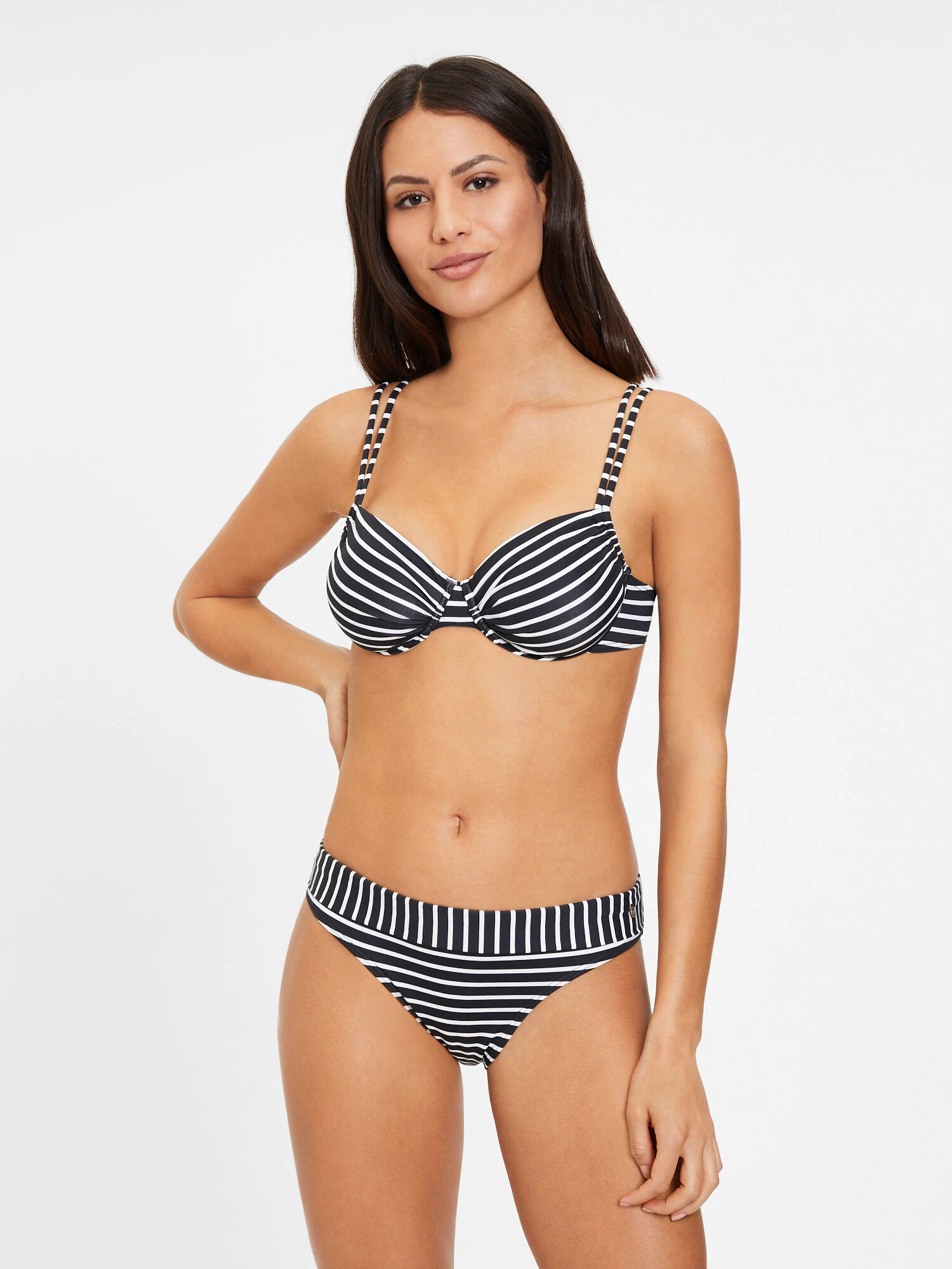 s.Oliver Slip costum de baie negru / alb - Pled.ro