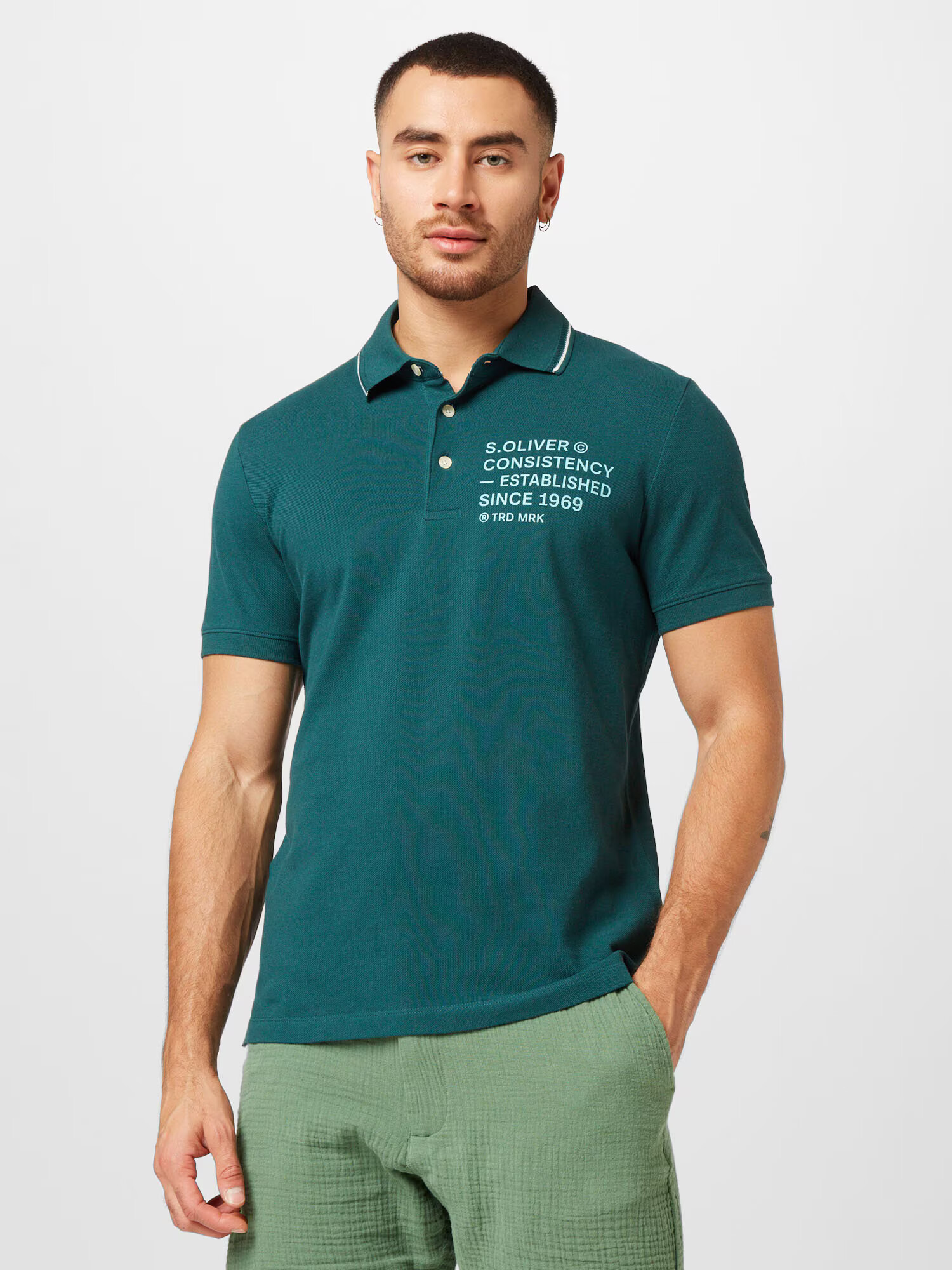 s.Oliver Tricou albastru deschis / verde smarald - Pled.ro