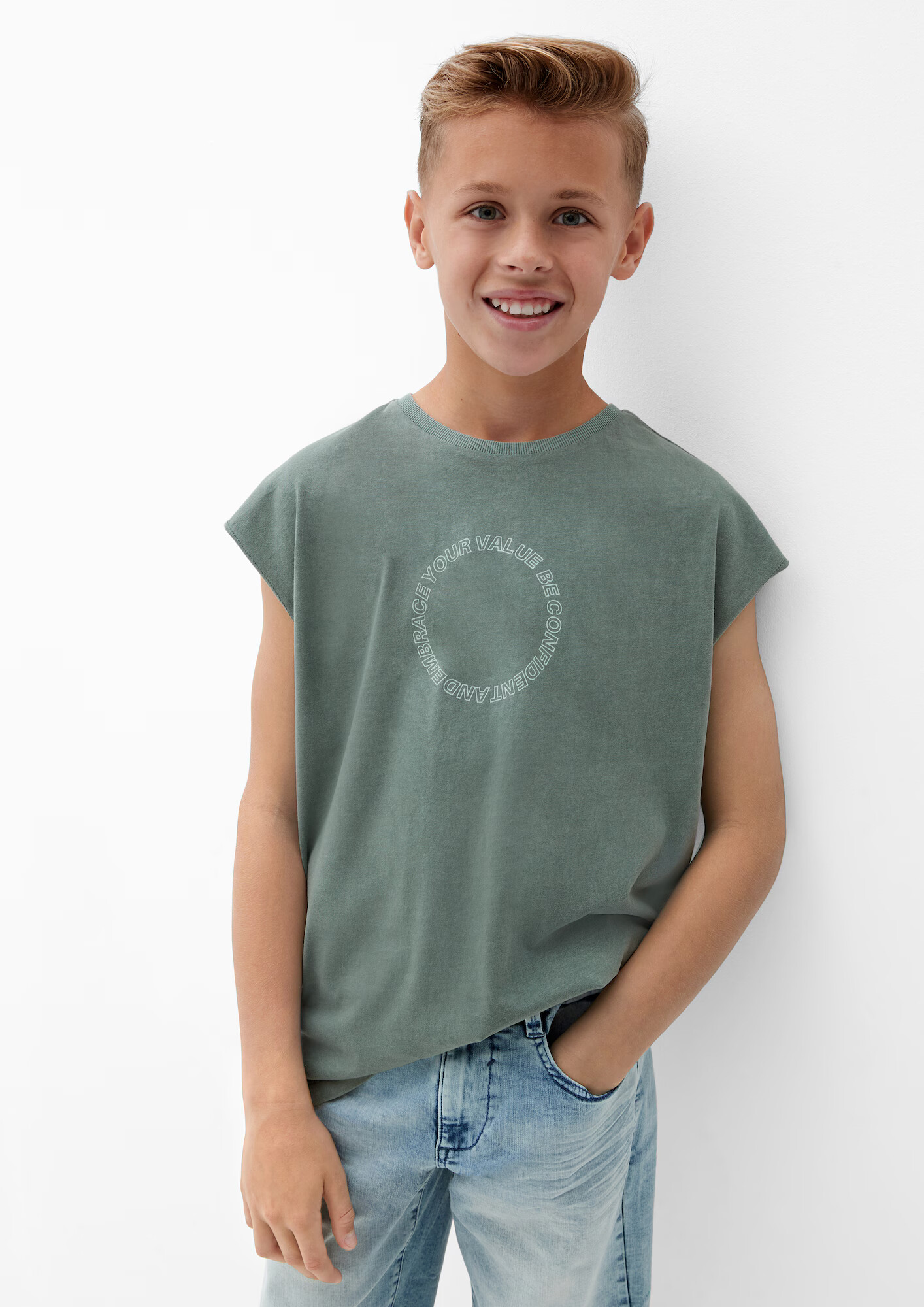 s.Oliver Tricou albastru fumuriu / verde pastel - Pled.ro