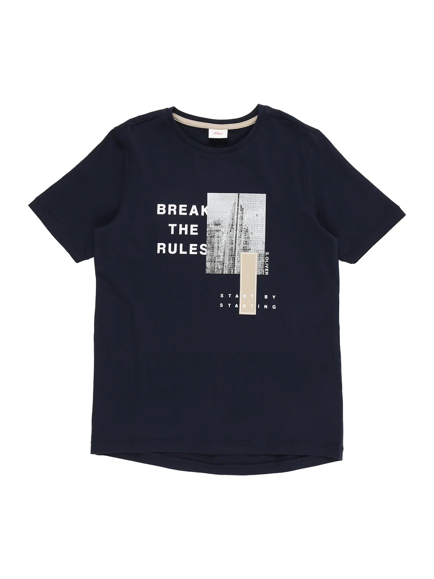 s.Oliver Tricou bleumarin / gri / alb - Pled.ro