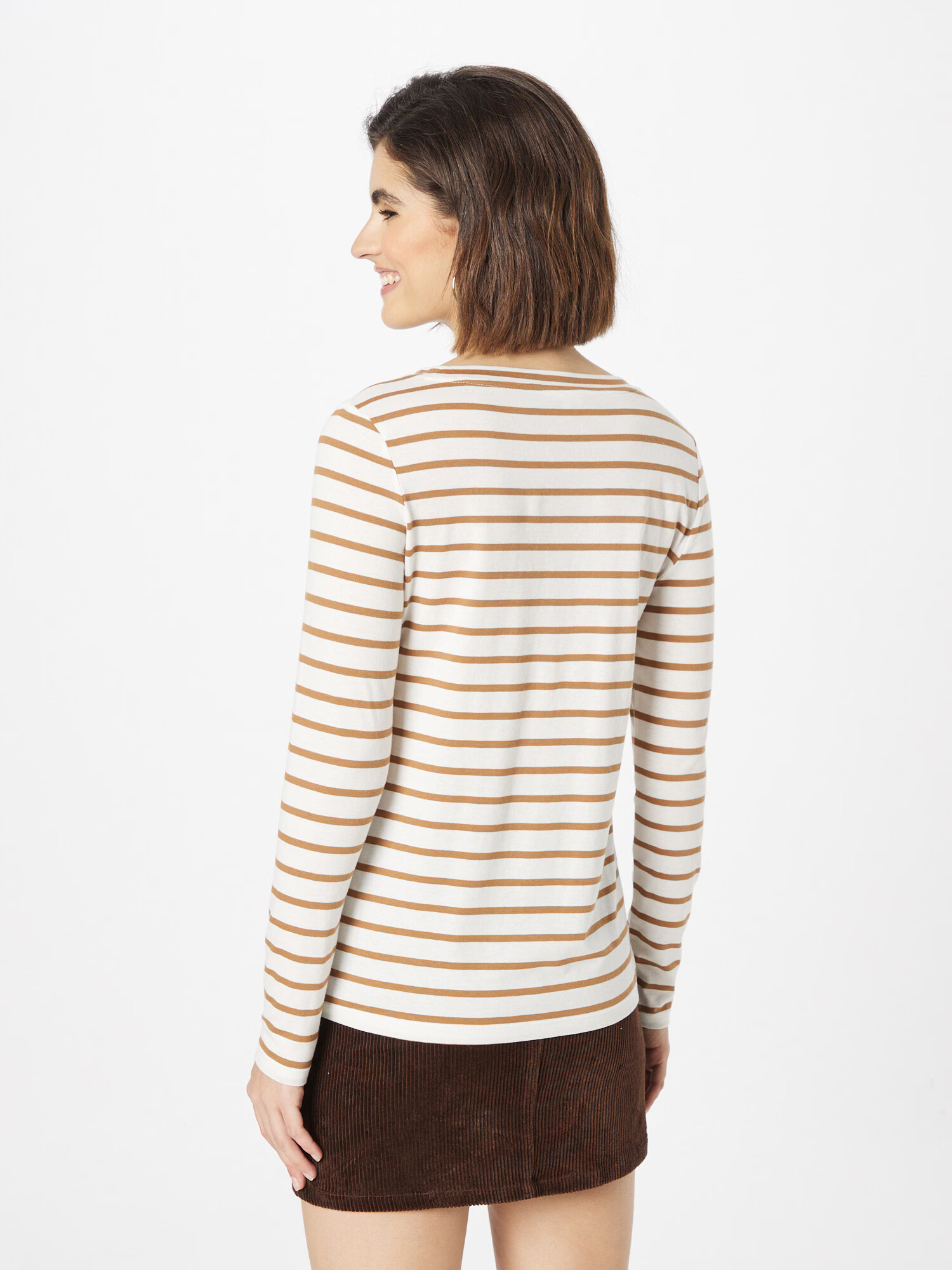 s.Oliver Tricou maro caramel / alb - Pled.ro