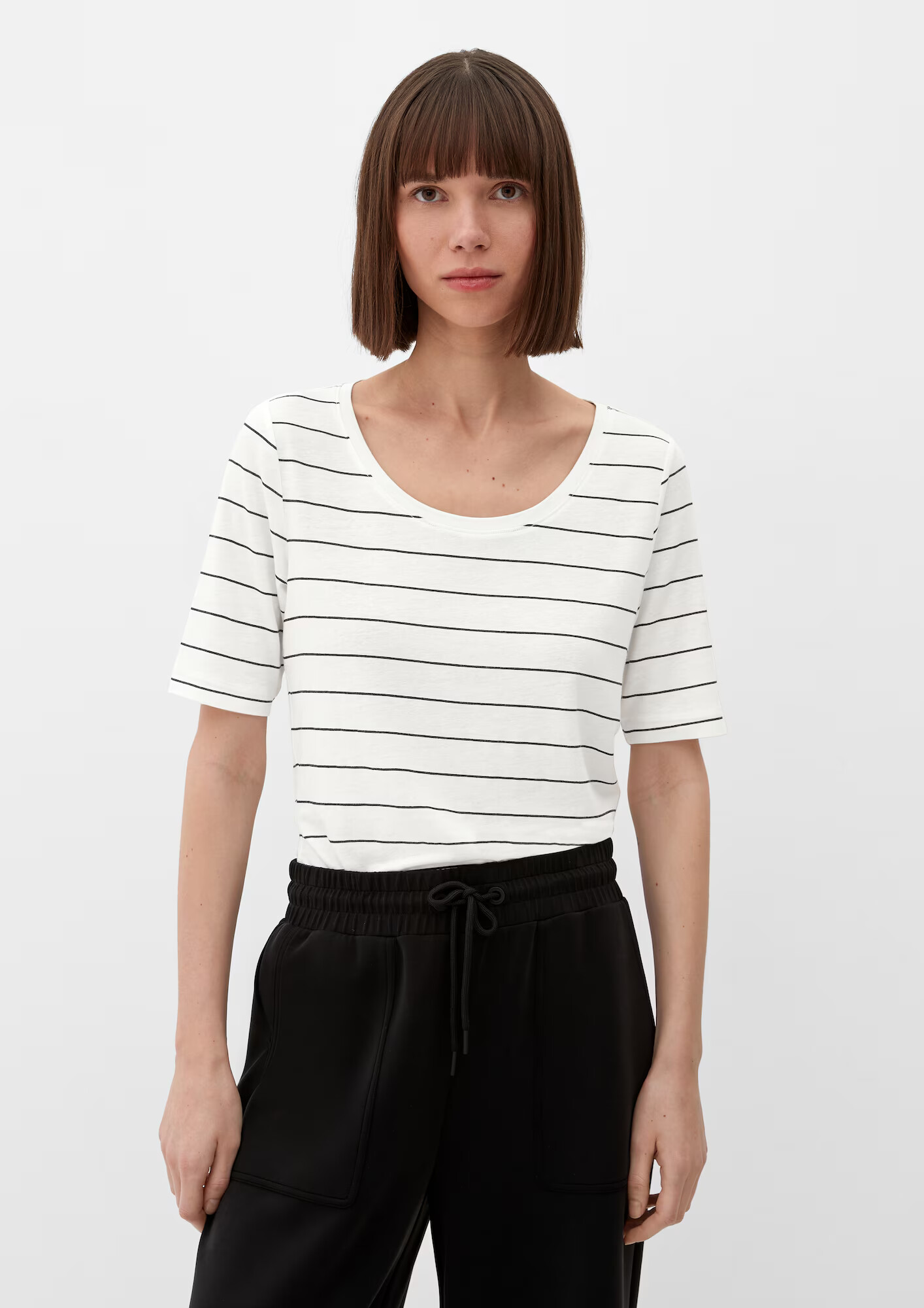 s.Oliver Tricou negru / alb - Pled.ro