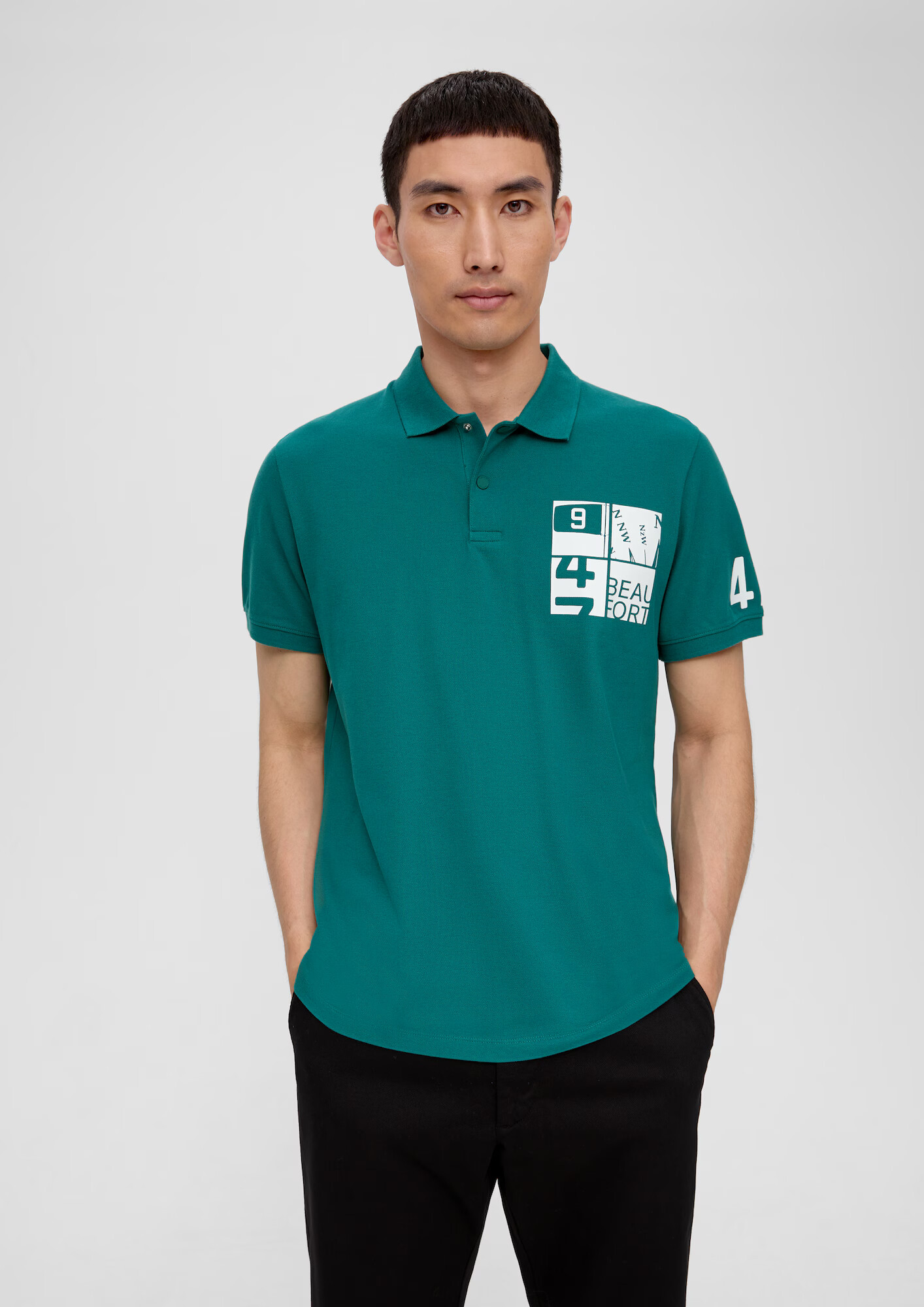 s.Oliver Tricou verde smarald / alb - Pled.ro