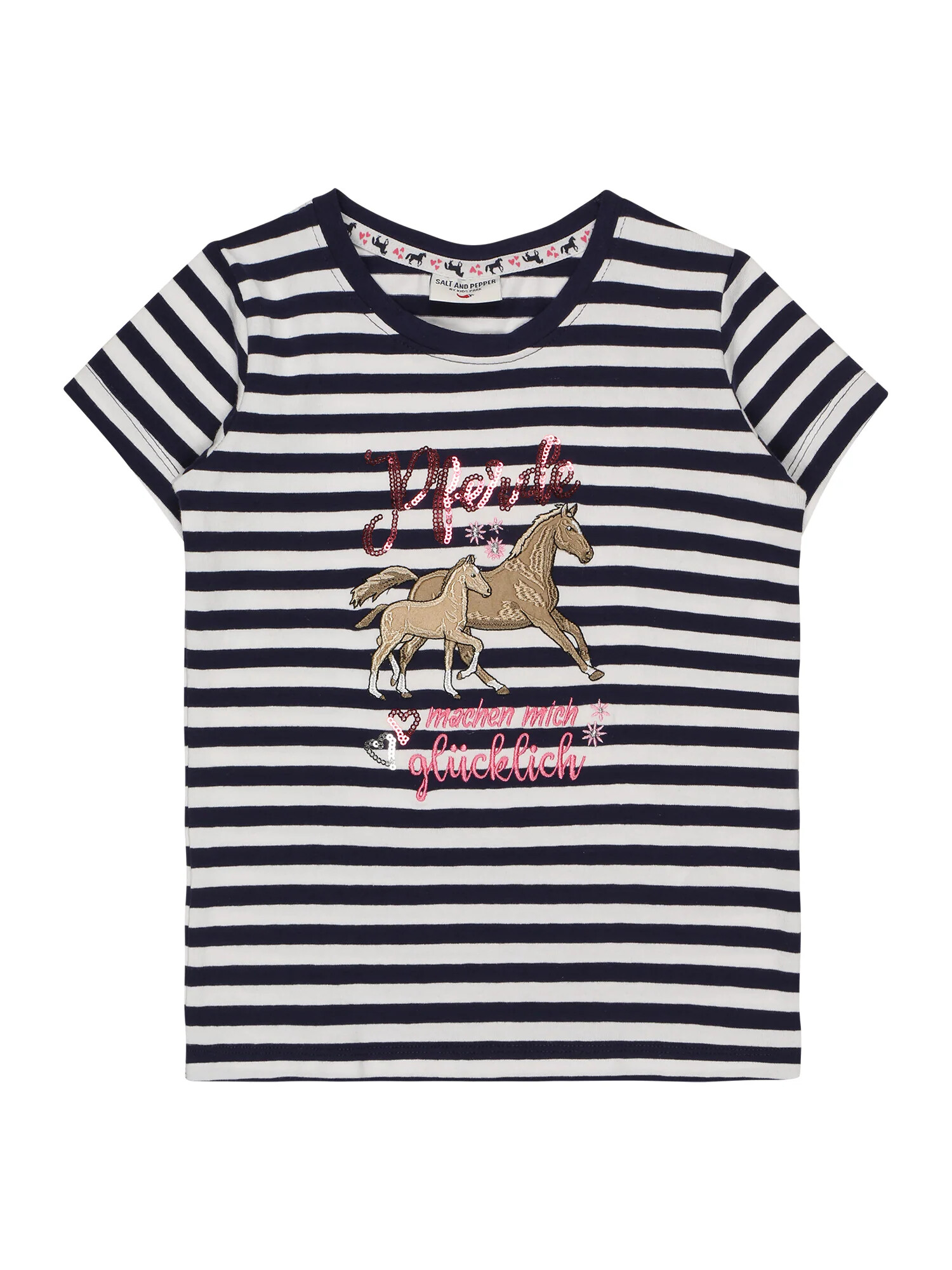 SALT AND PEPPER Tricou bleumarin / maro deschis / roz / alb - Pled.ro