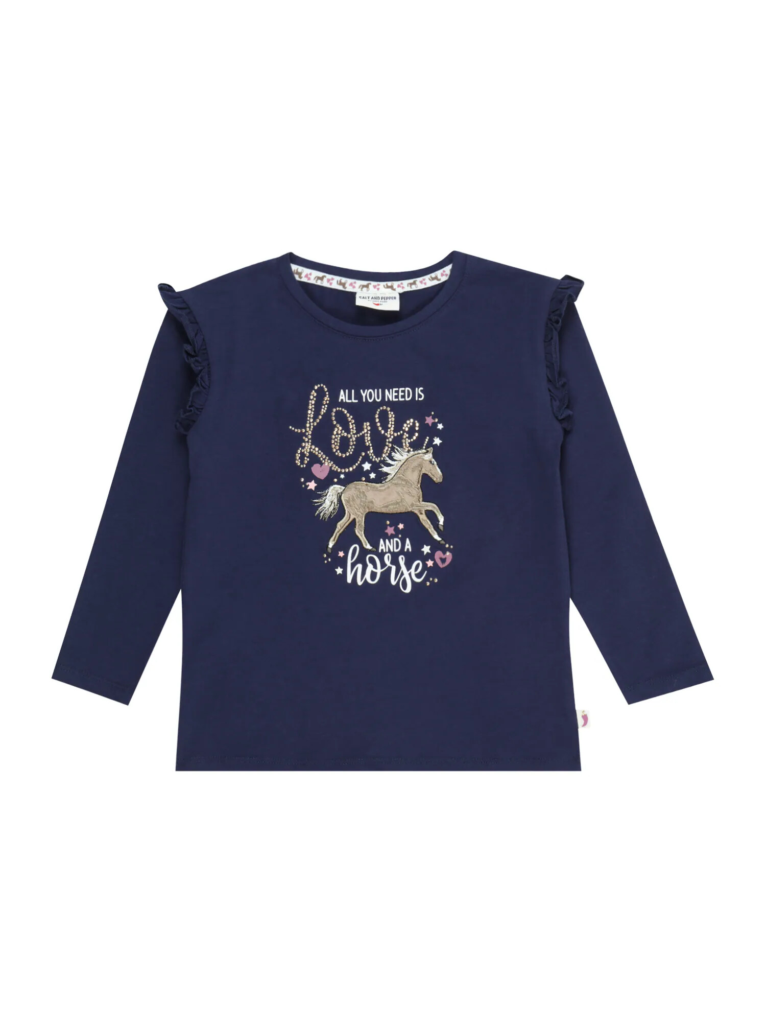 SALT AND PEPPER Tricou 'Horse' bleumarin / auriu / roz / alb - Pled.ro