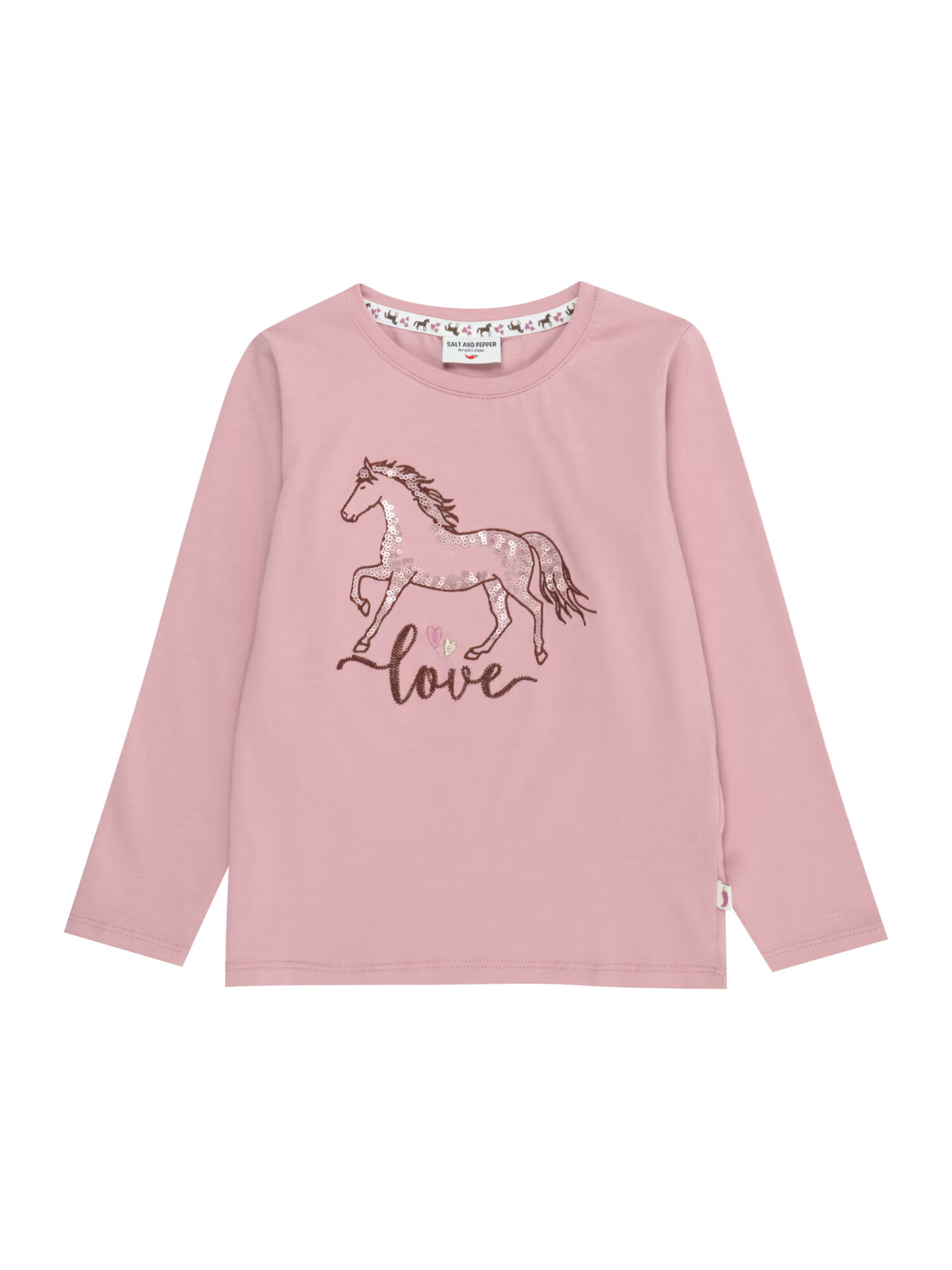 SALT AND PEPPER Tricou 'Horse Love' maro / roz / argintiu - Pled.ro