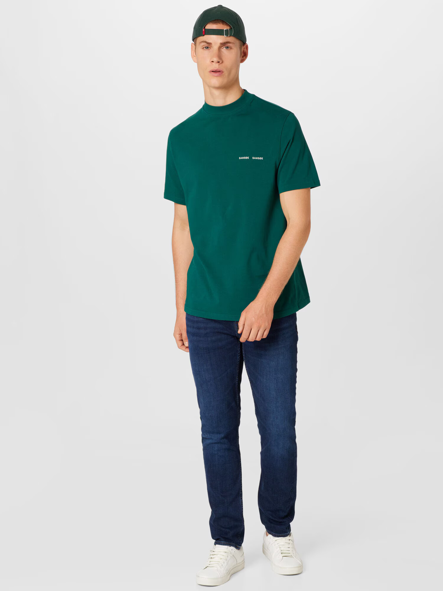 Samsøe Samsøe Tricou 'Norsbro' verde pin / alb - Pled.ro