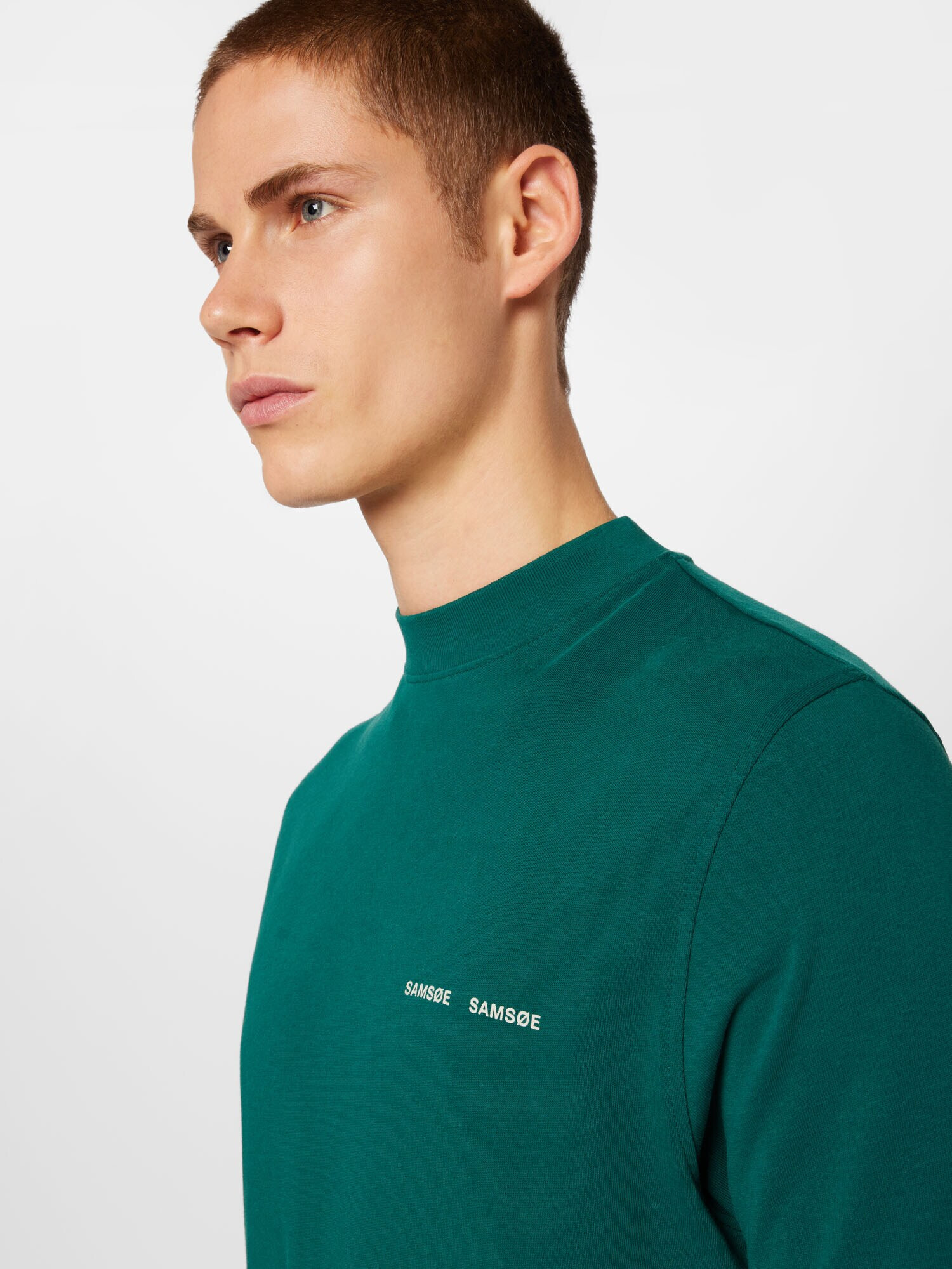 Samsøe Samsøe Tricou 'Norsbro' verde pin / alb - Pled.ro