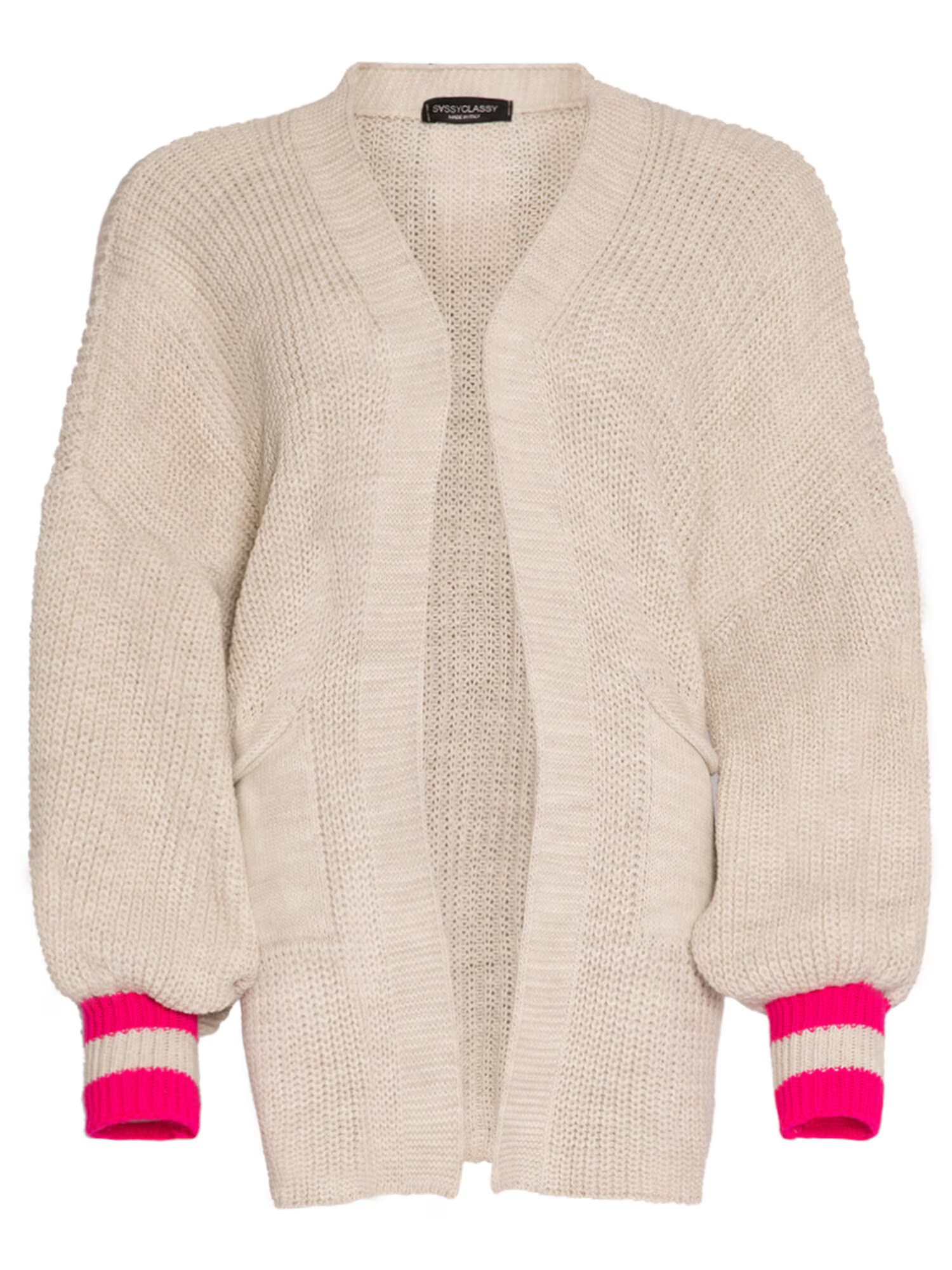 SASSYCLASSY Cardigan dimensiuni mari bej deschis / roz neon - Pled.ro