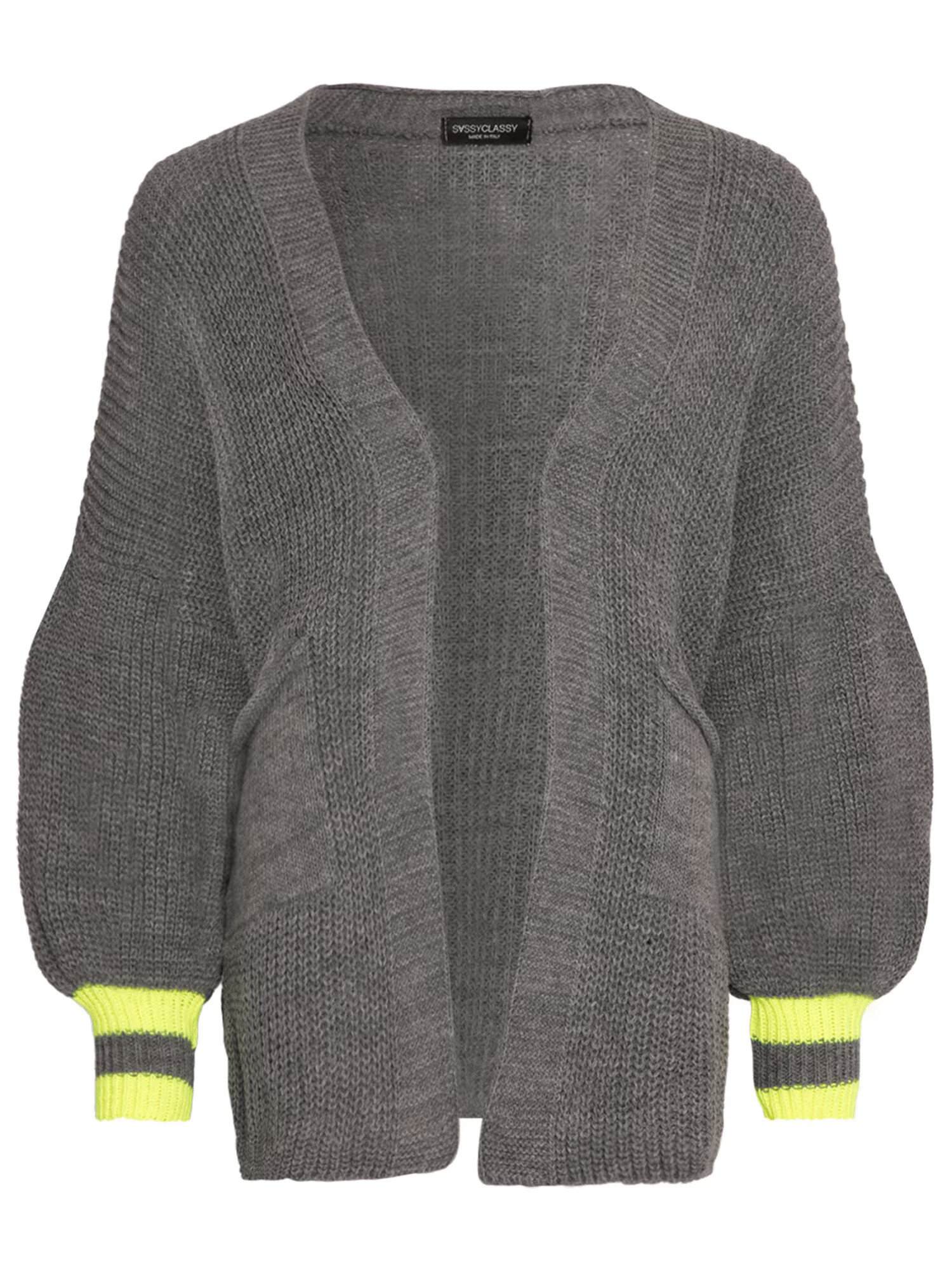 SASSYCLASSY Cardigan dimensiuni mari galben / gri închis - Pled.ro