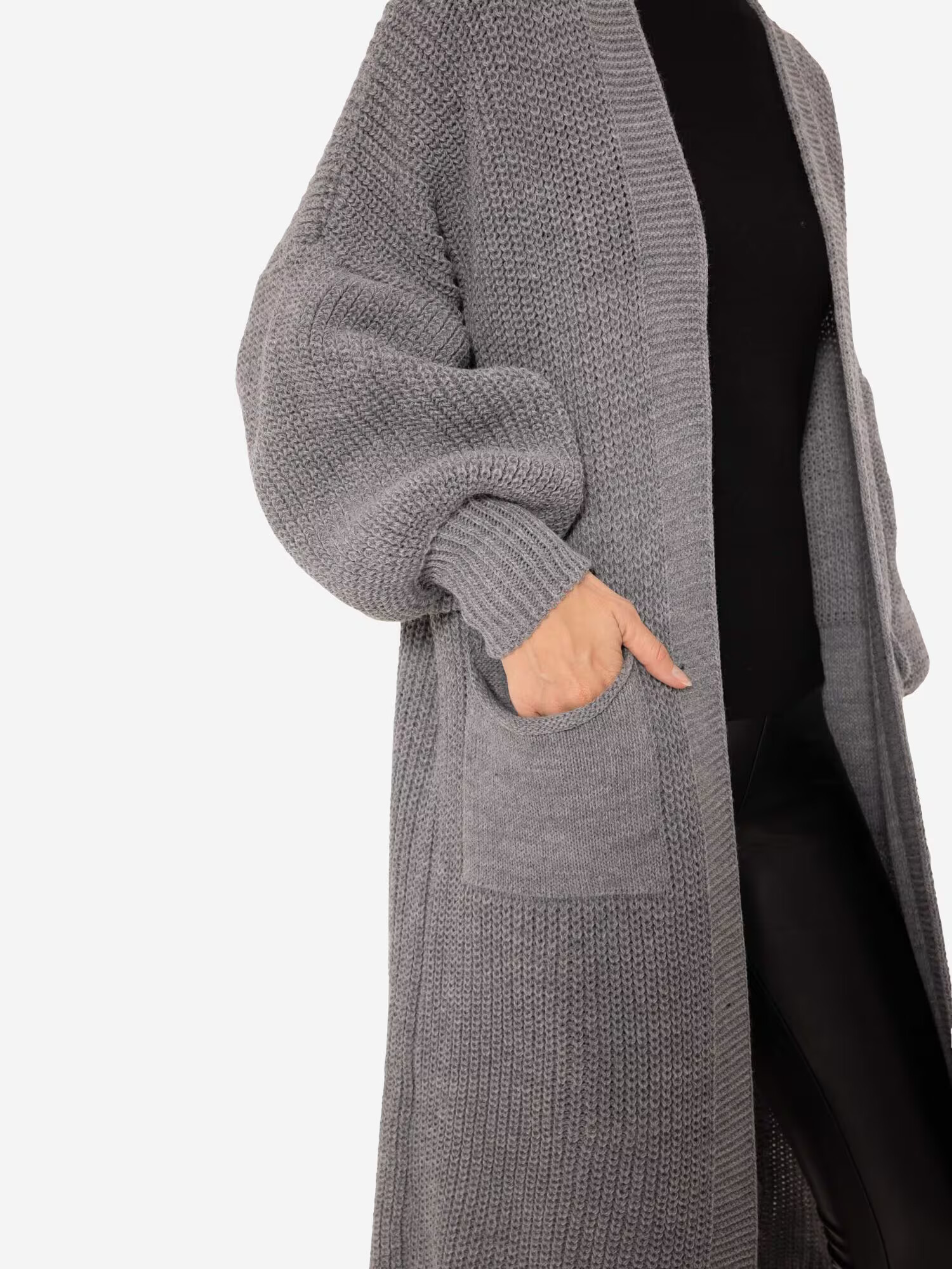 SASSYCLASSY Cardigan dimensiuni mari gri închis - Pled.ro