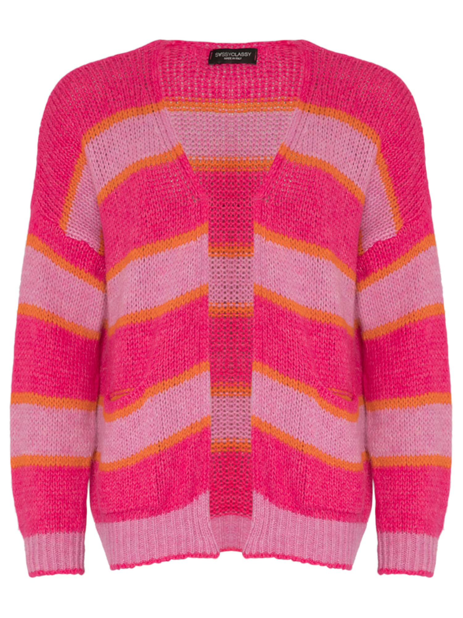 SASSYCLASSY Cardigan dimensiuni mari portocaliu închis / magenta / roz eozină - Pled.ro