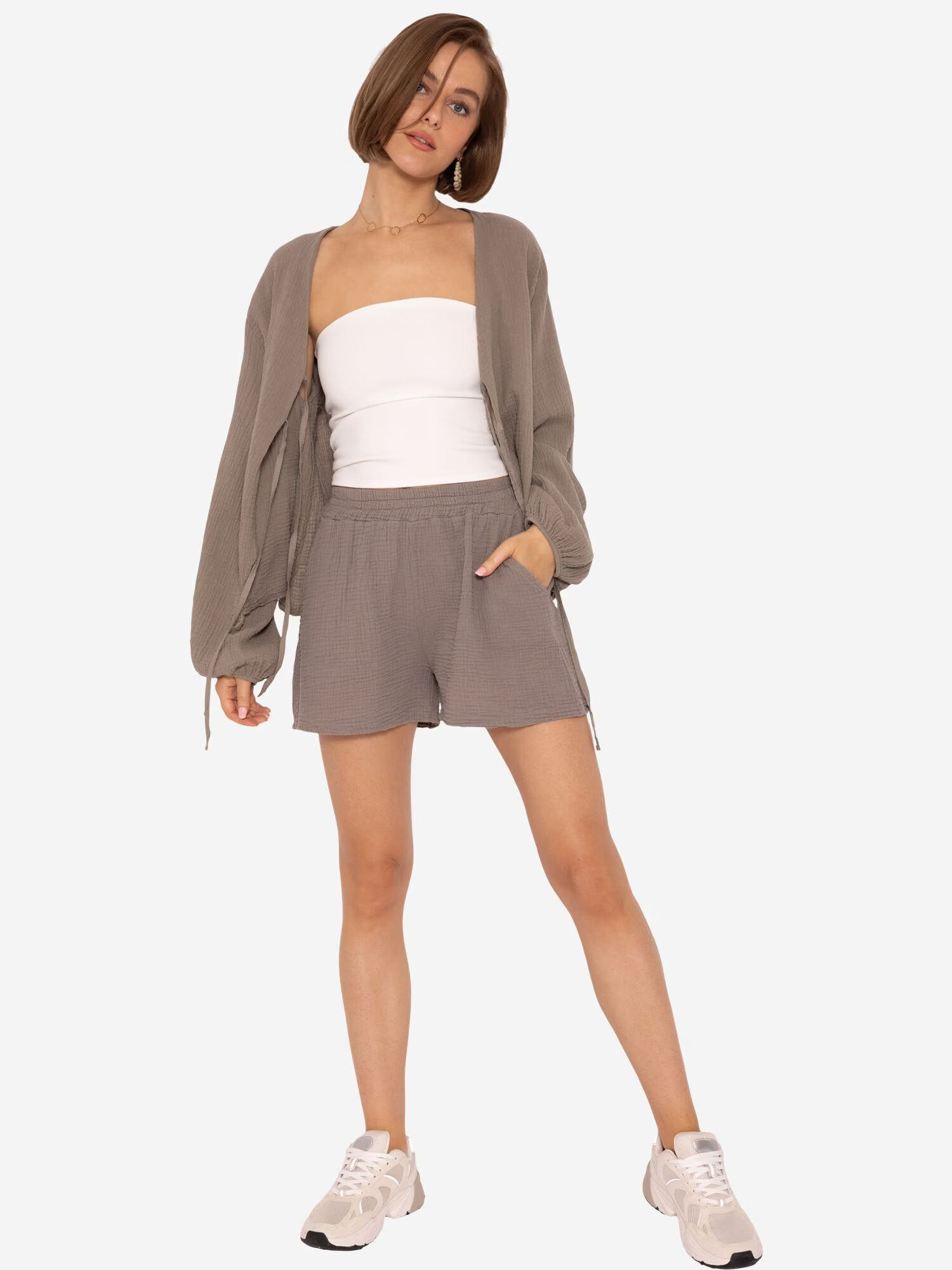 SASSYCLASSY Pantaloni gri taupe - Pled.ro