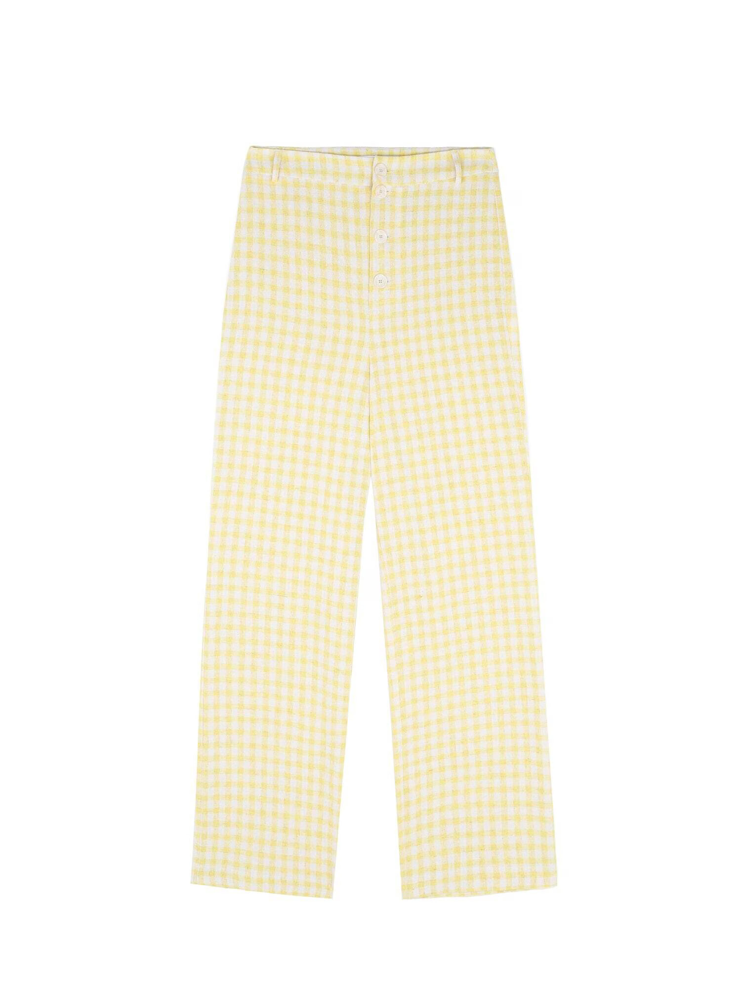 Scalpers Pantaloni 'Gingham' galben / alb - Pled.ro