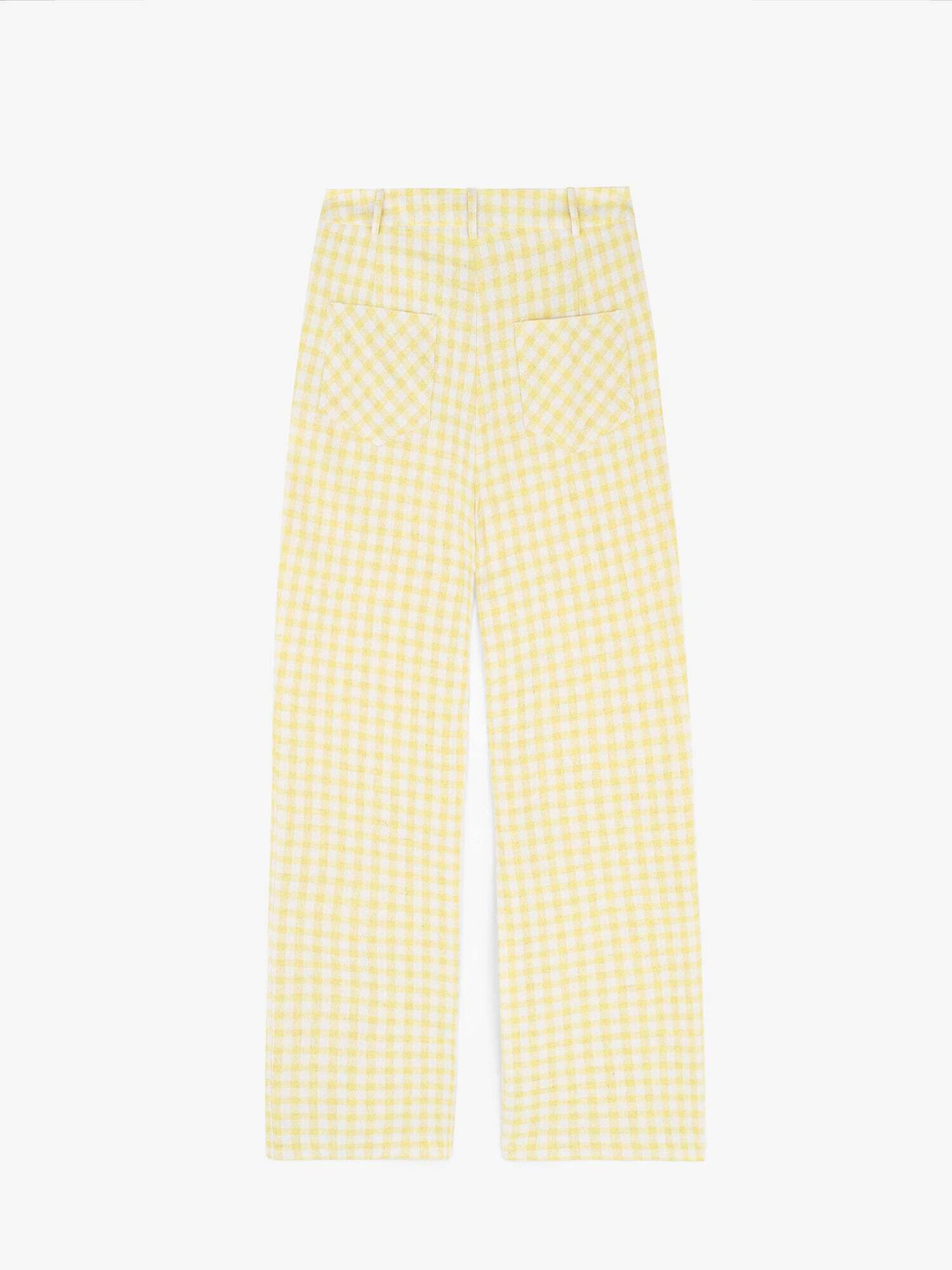 Scalpers Pantaloni 'Gingham' galben / alb - Pled.ro